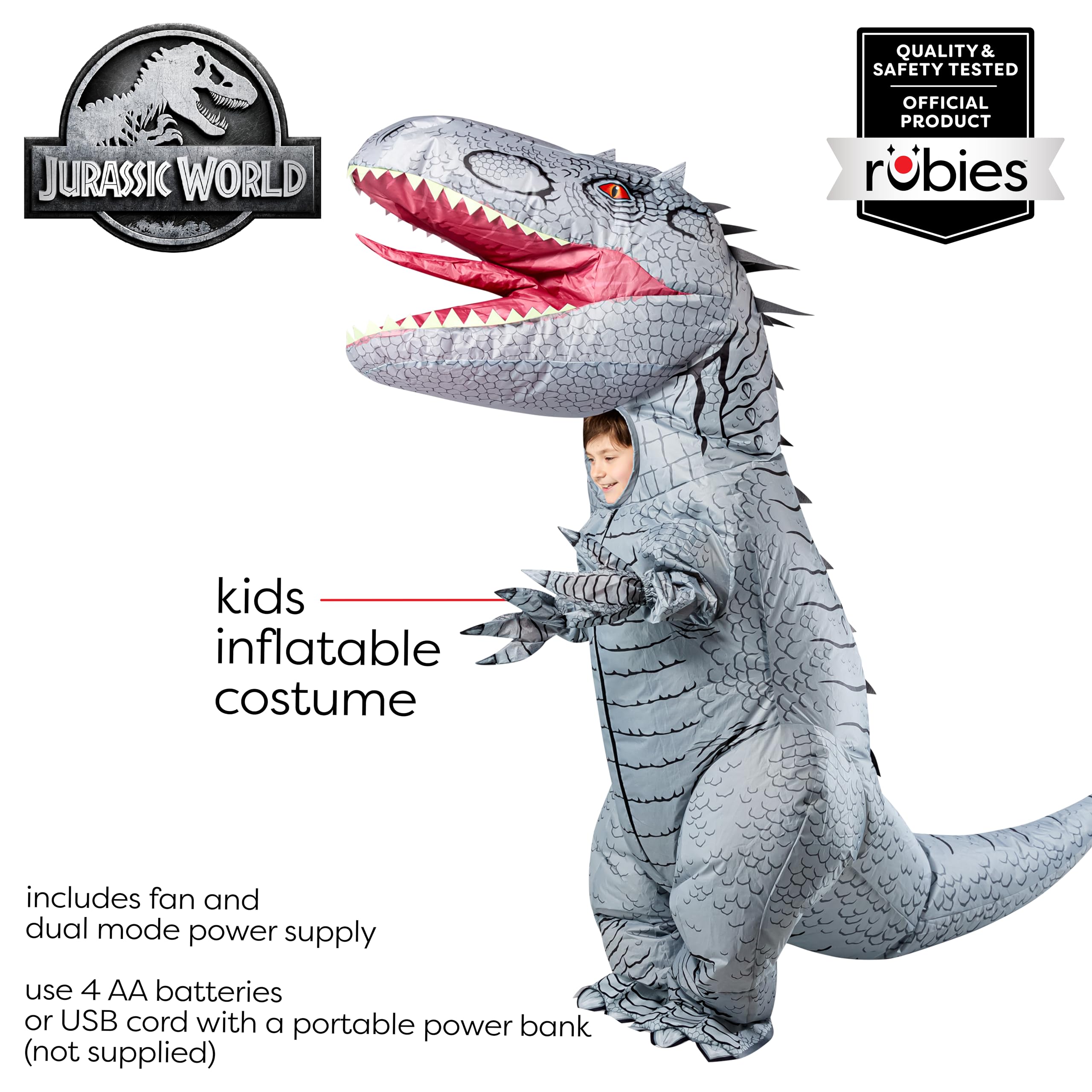 Rubies Fun - Disfraz inflable de Indominus Rex para niños con ventilador alimentado por pilas, talla única