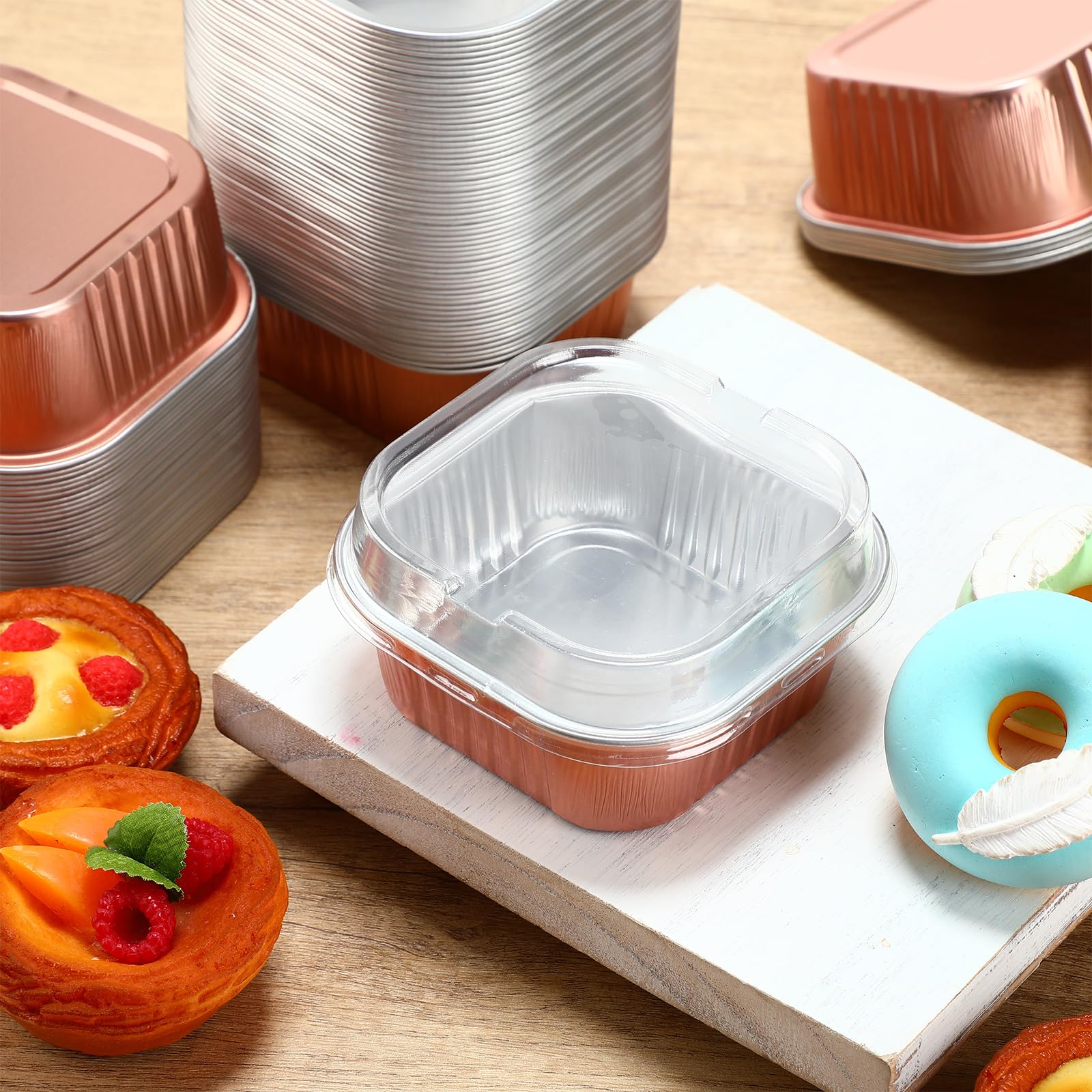 Aoriher 300 mini moldes para tartas de 10 onzas con tapas, color champán