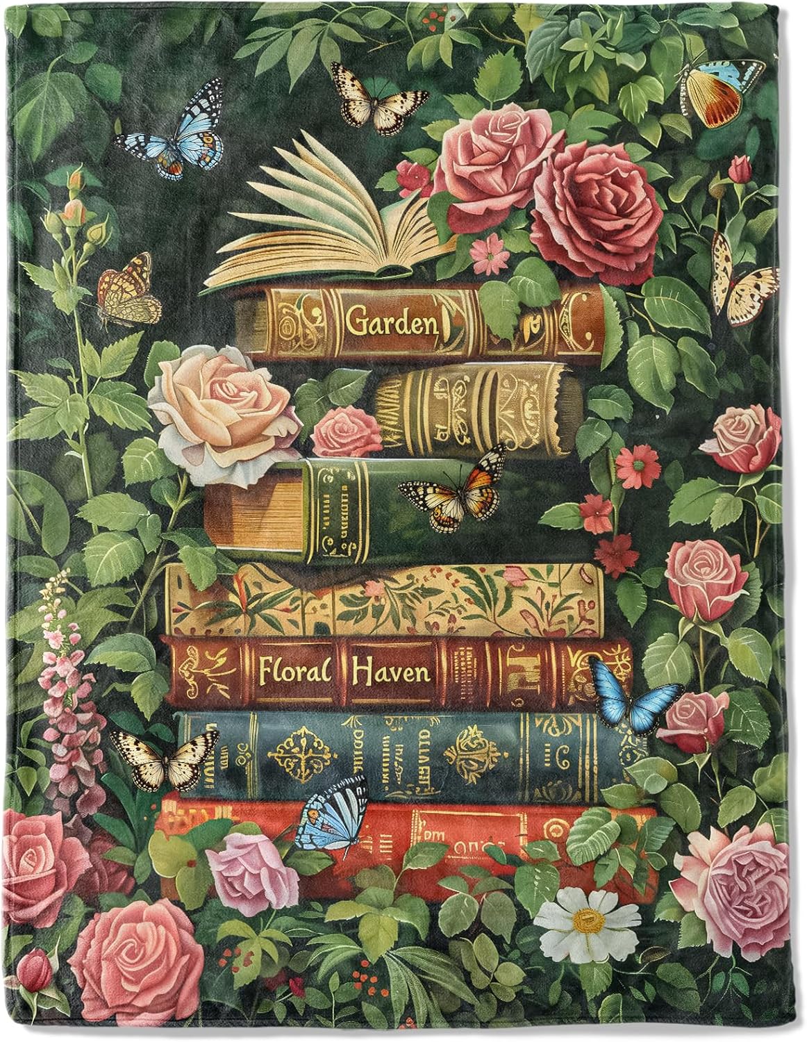 Vintage Skeleton Floral Fleece Blanket,Gothic Skull with Butterfly and Flower Blankets,Fun Decorative Throws for Sofa,Travel,Lightweight Throw Gifts for Thinkers Goth Lovers Adults 50”x60”