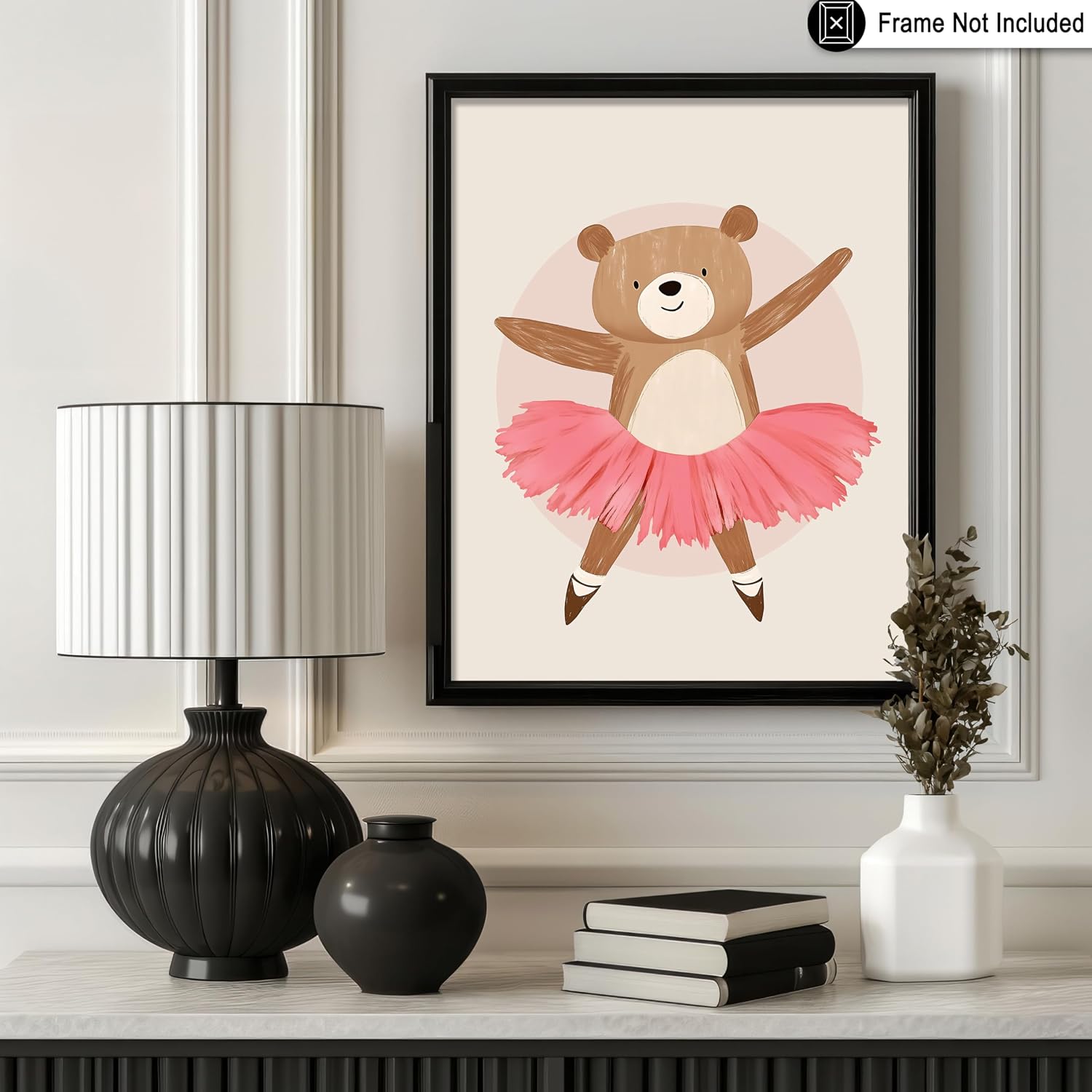 Poster Master Ballerina Bear Print - Cute Nursery Poster - Whimsical Bear Art - Pastel Color Wall Design - Chic Girl's Room Art - Boho Kid's Room or Nursery Decor - 8x10 UNFRAMED Wall Art
