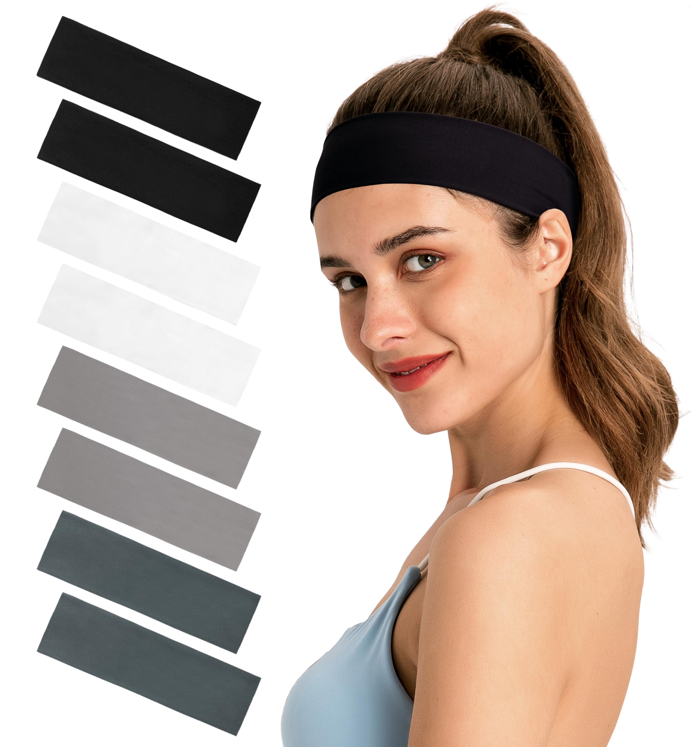 HiRui Sports Headbands Sweatbands for Men Women Kids, Breathable Stretch Hairband for Daily Wear&All Activities-Running Basketball Tennis MTB Cycling Yoga Golf Gym Fitness