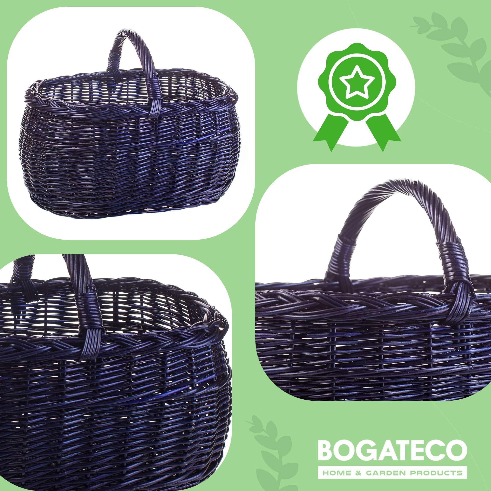 Kosz z uszami, plecionka wiklinowa, na zakupy, w kolorze naturalnym lub w 3 różnych kolorach, lakierowany, pojemny i wygodny, kosz na zakupy, kosz prezentowy, 45 x 30 x 35 cm