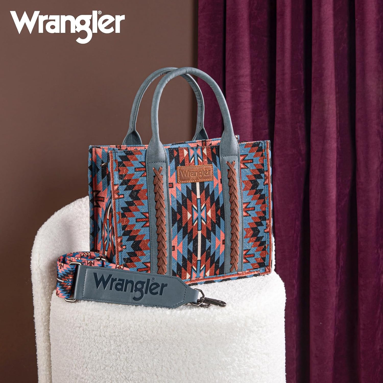 Montana West X Wrangler Tote Bag for Women Boho Aztec Shoulder Purse Top Handle Satchel Handbag - Image 2