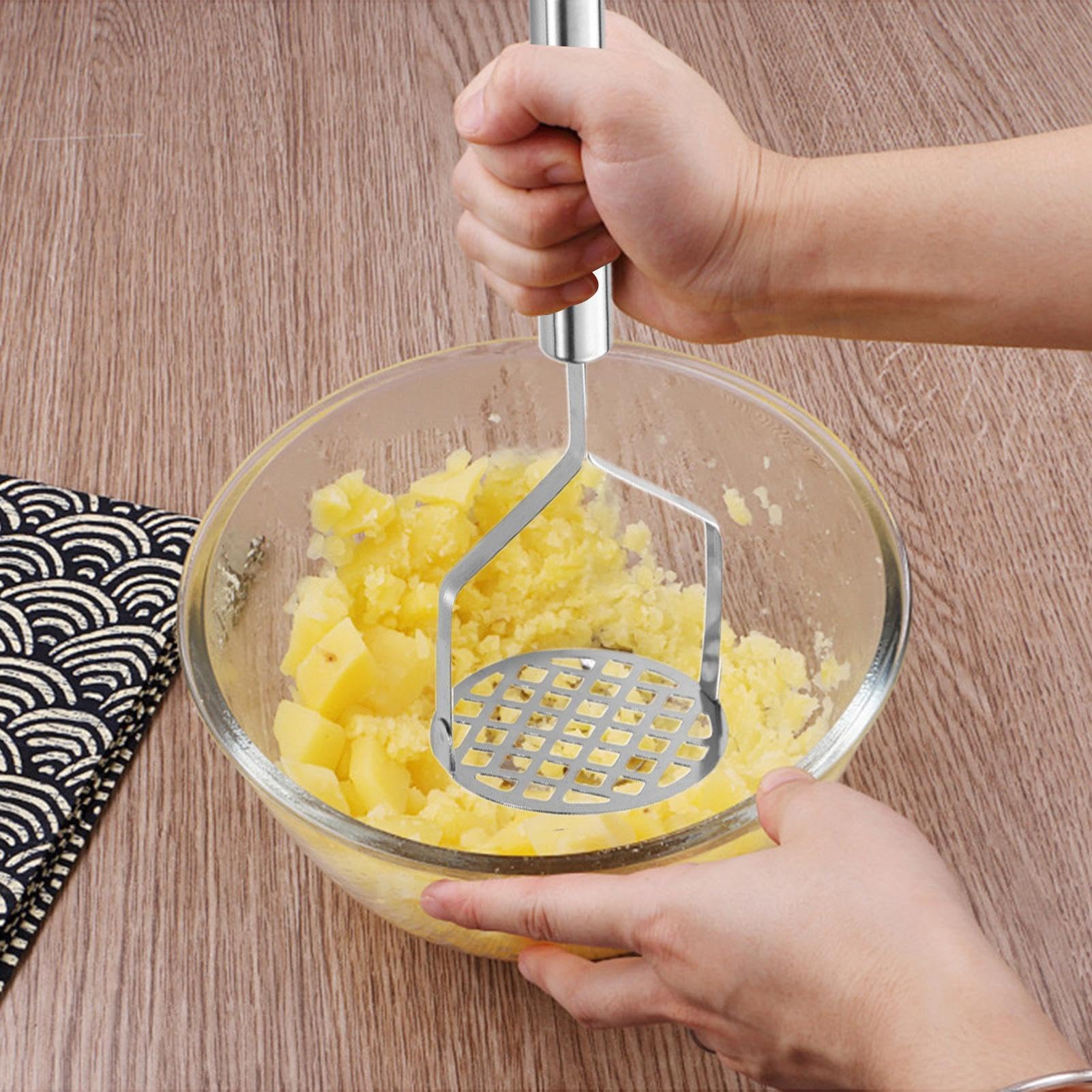 24x8cm Prensador De Patatas, Machacador De Patatas De Acero Inoxidable, Triturador De Patatas, Prensa Patatas Con Mango, Triturador Manual De Patatas, Pasapurés Triturador De Patatas