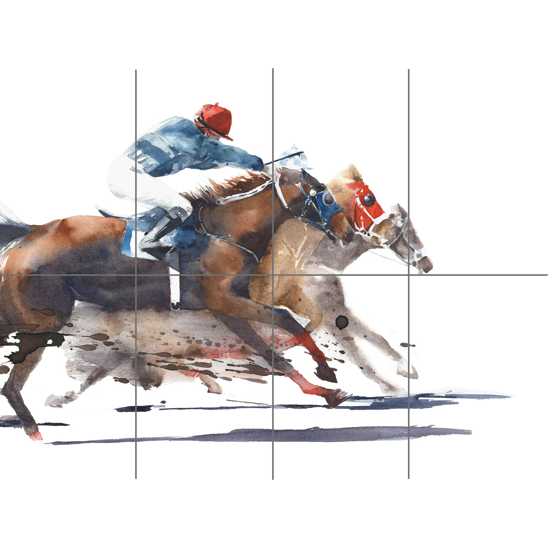Artery8 Racing Horses With Jockey XL Giant Panel Poster (8 Sections)