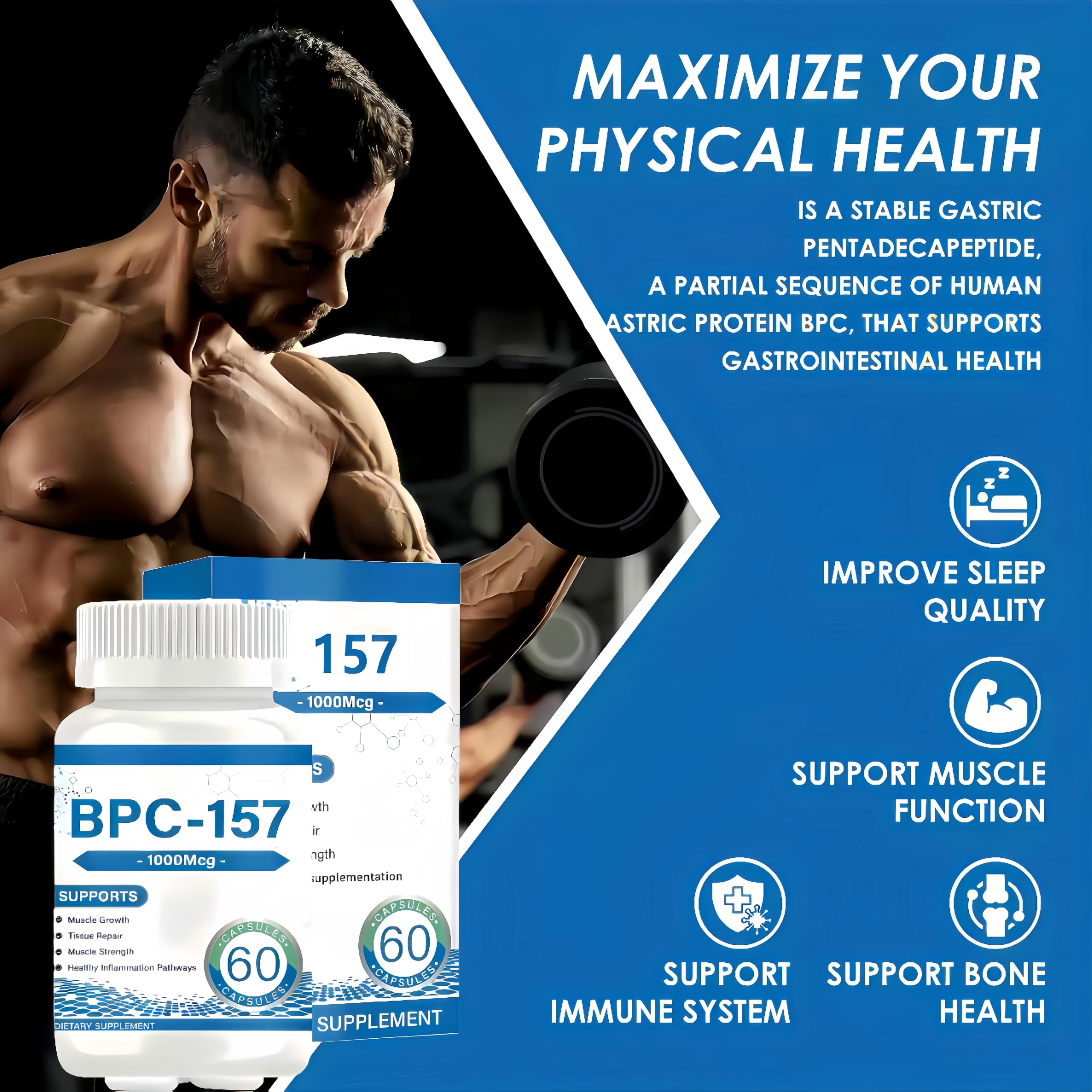Bpc-157 Peptide Capsules, supports muscle growth, tissue repair, strength,Bpc-157 for Muscle and Workout Recovery, 60-Capsule Bottle - 5