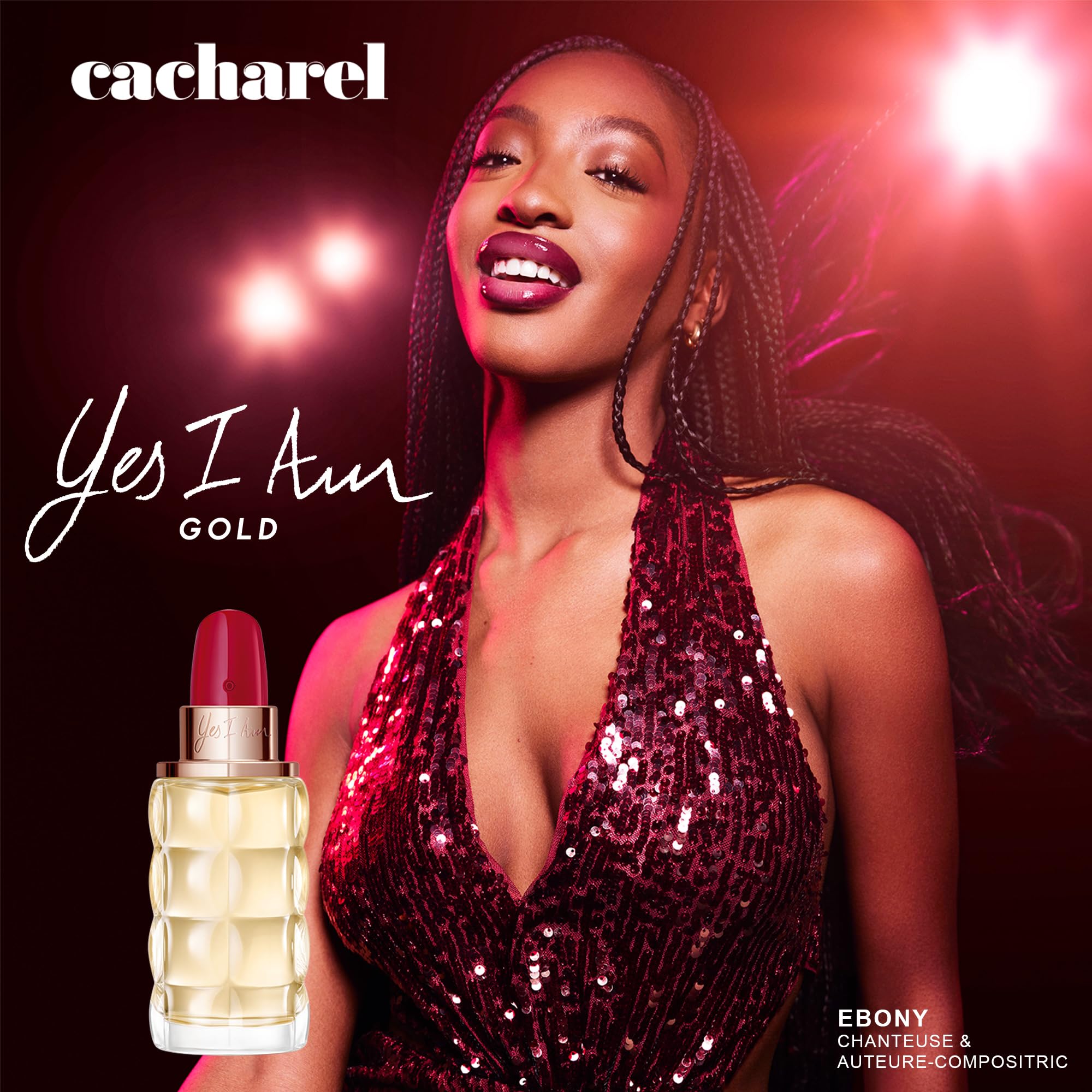 Cacharel Yes I Am Gold - Eau de Parfum Florale Ambrée Épicée pour Femme - Fragrance Gourmande aux Notes de Vanille Bourbon, Caramel et Fleur d'Oranger