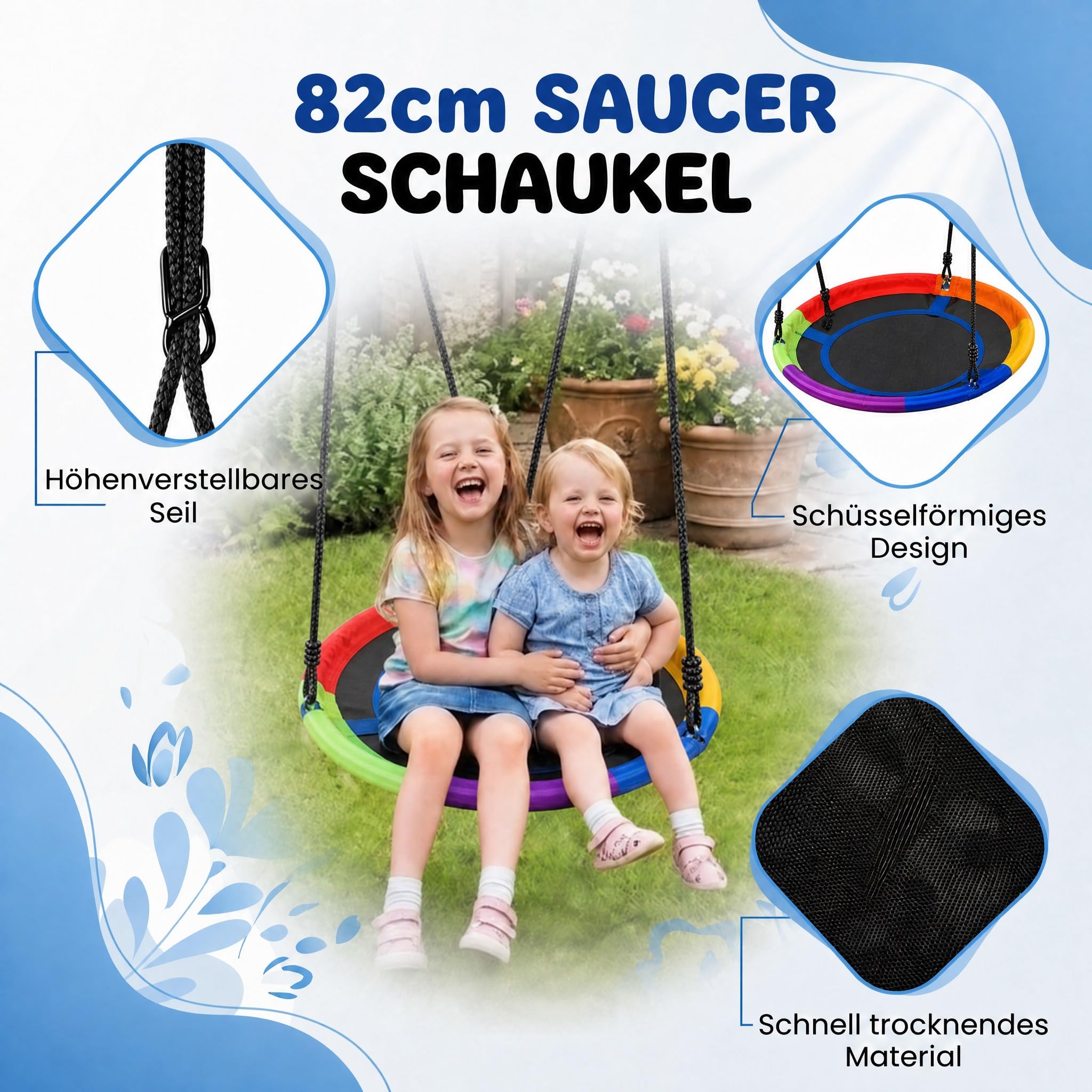 Doppelschaukel Metall Garten, Nestschaukel & Brettschaukel, stabil
