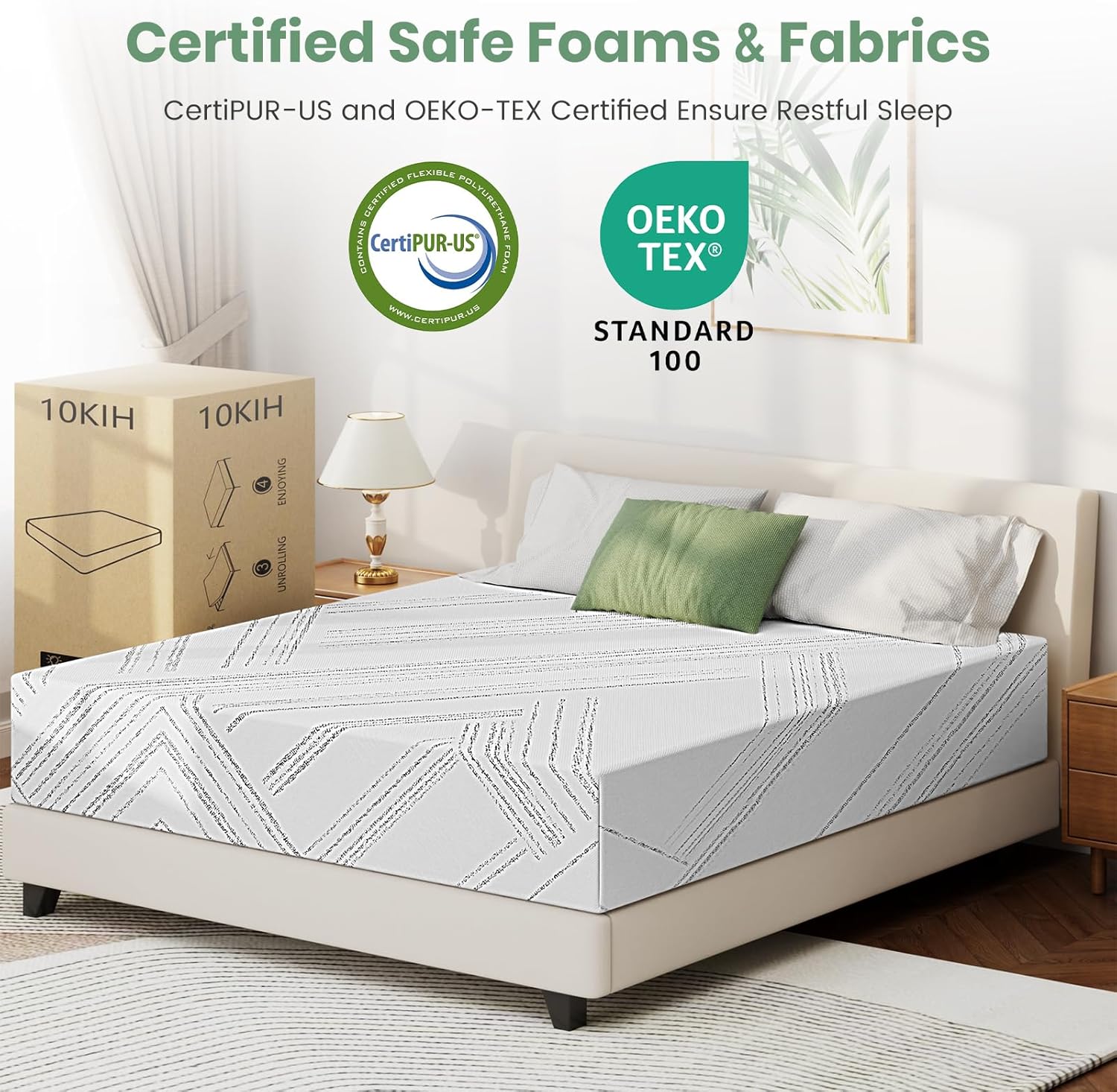 California King Mattress,10 inch Cooling Gel Memory Foam Mattresses, Removable Washable Cover, Cal King Mattress in a Box, Medium Firm, CertiPUR-US,Made in USA