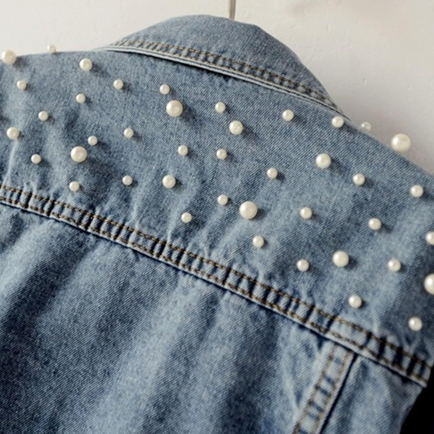 Women Oversized Denim Jacket Embroidered Pearls Beading Jeans Coat Jean Jacket Women 2025 Y2K Trendy Clothes