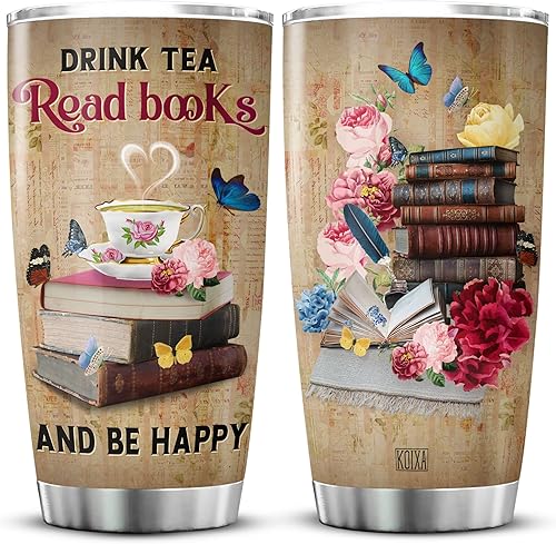 KOIXA Vaso aislado para amantes de los libros taza inspiradora con tapa 20 onzas estilo vintage para café libros regalos temáticos de lectura para KOIXA Vaso aislado para amantes de los libros taza inspiradora con tapa 20 onzas estilo vintage para café libros regalos temáticos de lectura para