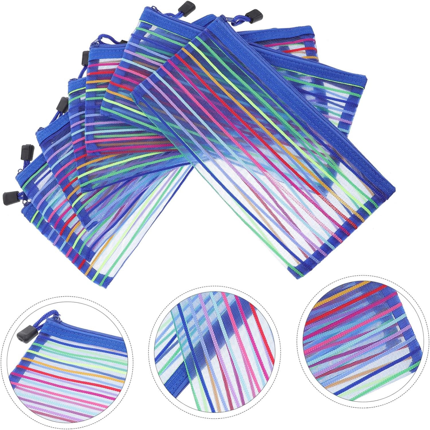 VILLCASE 6pcs Cash Bill Bags with Zipper Mesh Pouches for Storing Money Checks Receipts Multi-purpose Organizers for Office School and Travel
