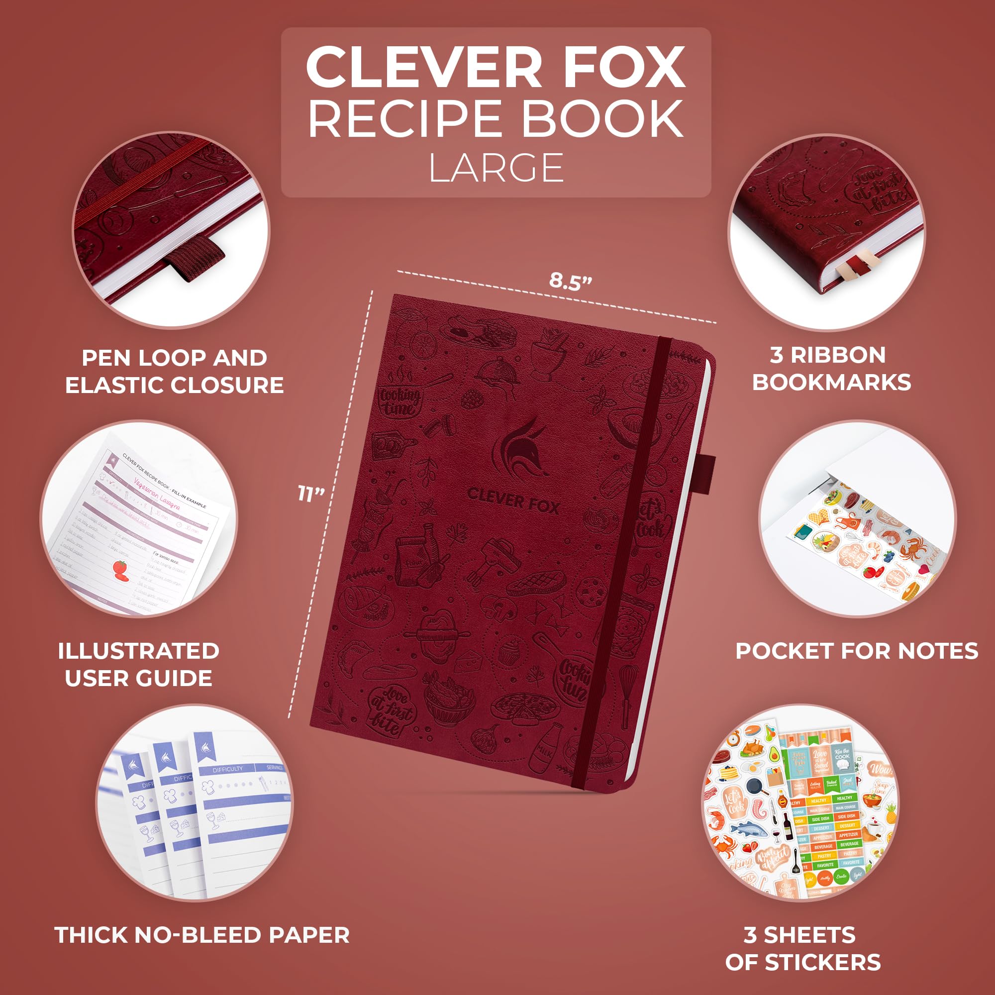 Clever Fox Recipe Book, Make Your Own Family Cookbook, Blank Recipe Notebook Organizer - Image 2