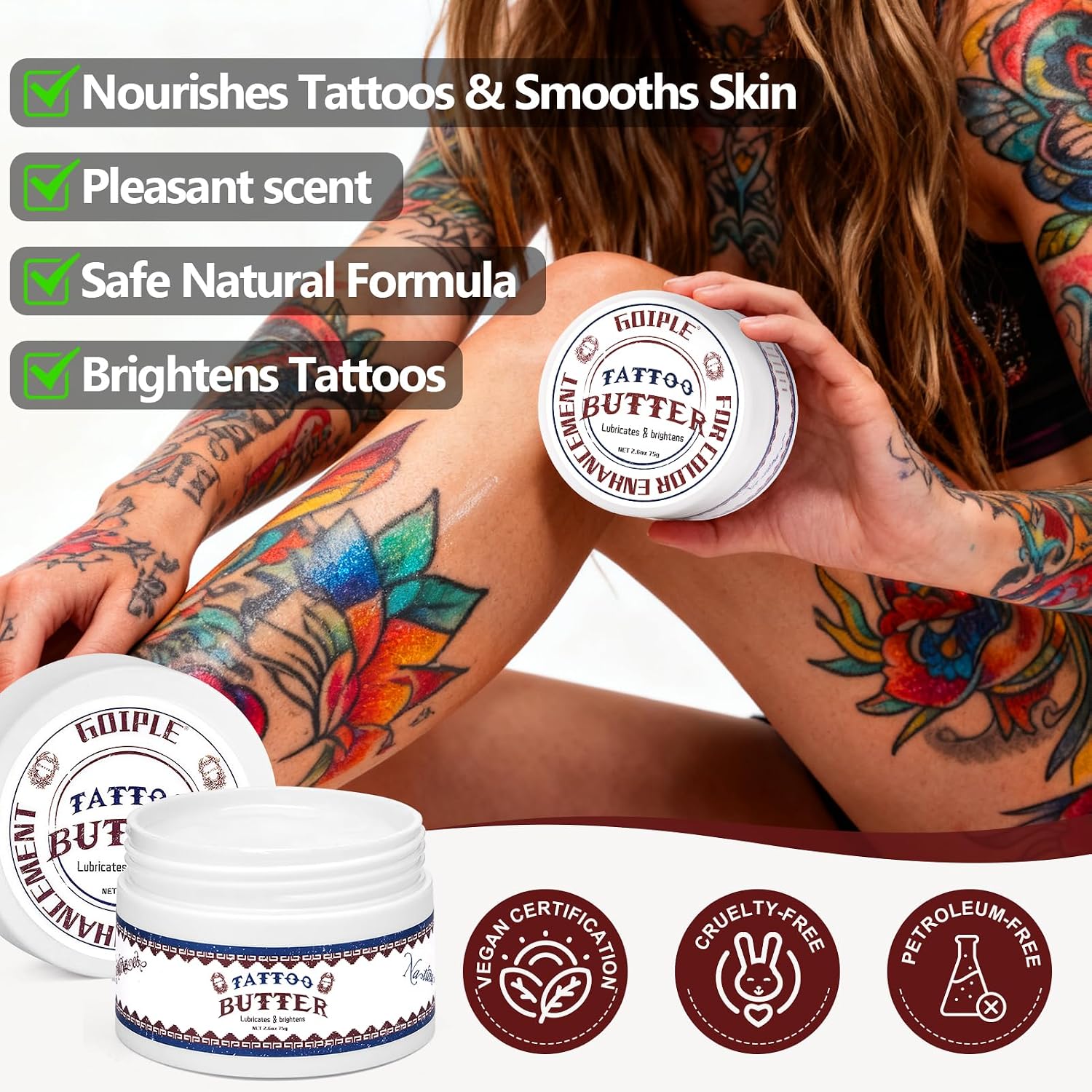 Tattoo Aftercare Balm 2.6oz - Essential Tattoo Cream Supplies with Tattoo Butter Formula for Before During and After Tattoo Process, Healing Cream and Scar Repair Gel for New and Old Tattoos (8PCS)