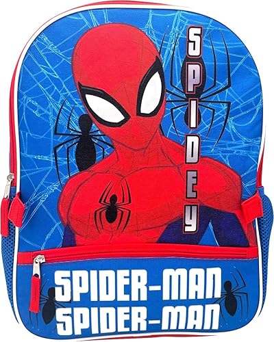 Miniatura 4 de Fast Forward Mochila desplegable con licencia para niños de 16 pulgadas con lonchera (Spiderman-azul)