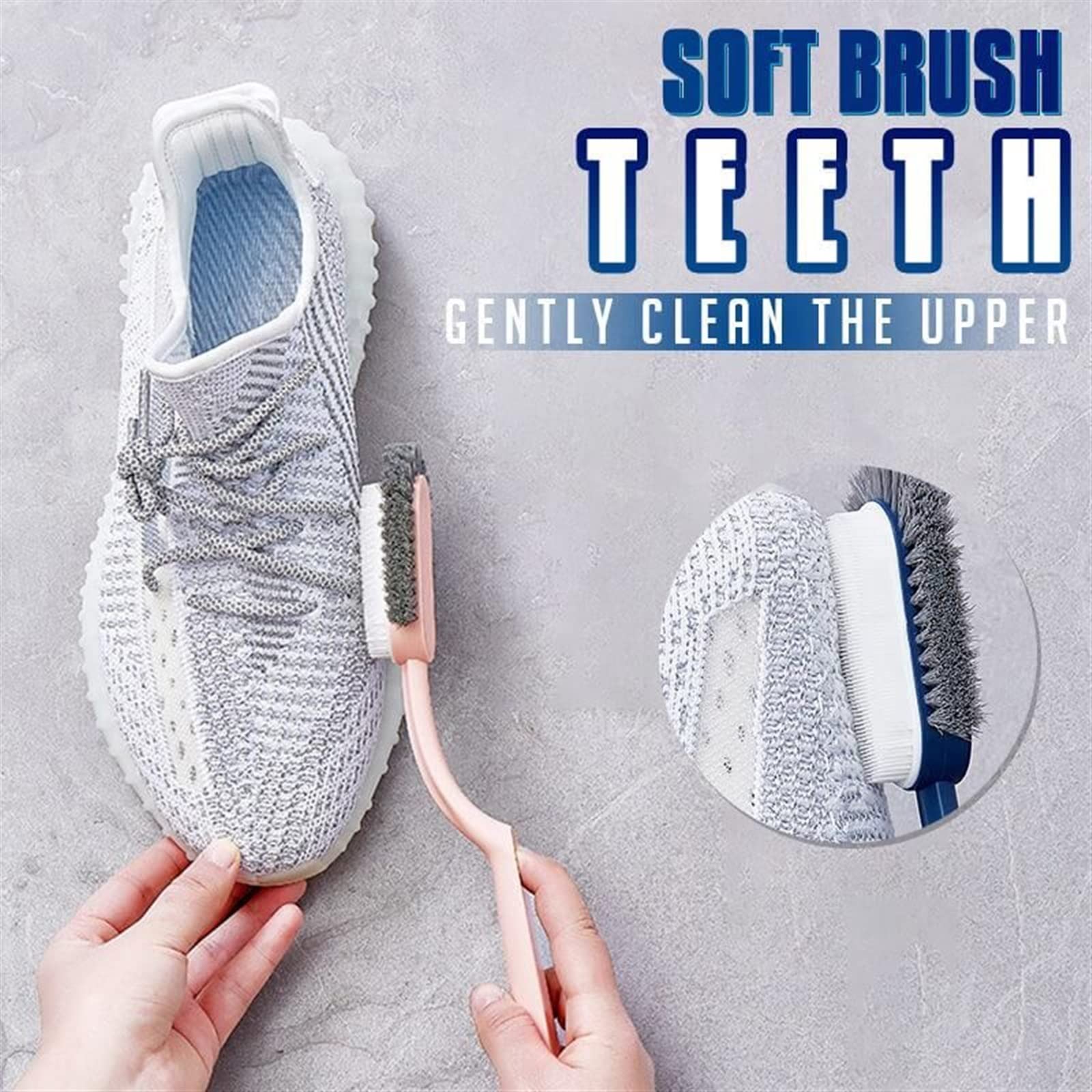 Spazzole per Scarpe, Spazzola per la Pulizia a 3 Lati Multifunzionale 28,3 cm Detergente per spazzole per Scarpe a Manico Lungo Ciabatte per Scarpe Bianche (Bianco)