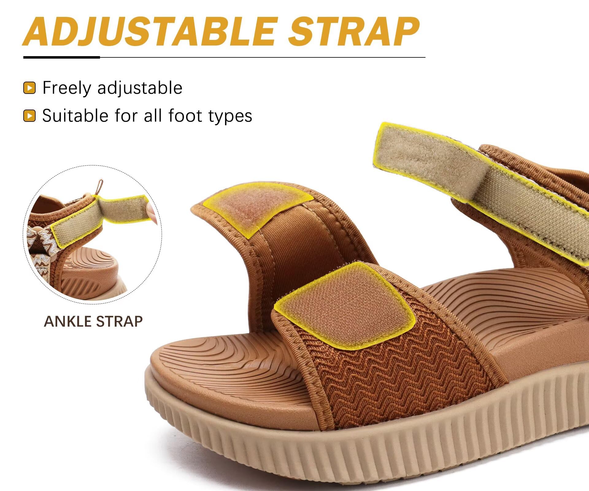 KuaiLu Sandales Randonnée Femmes Sport et d'extérieur Confortable Orthopedique Soutien Voûte Plantaire Sandale Réglables été Léger Antidérapante Sandales