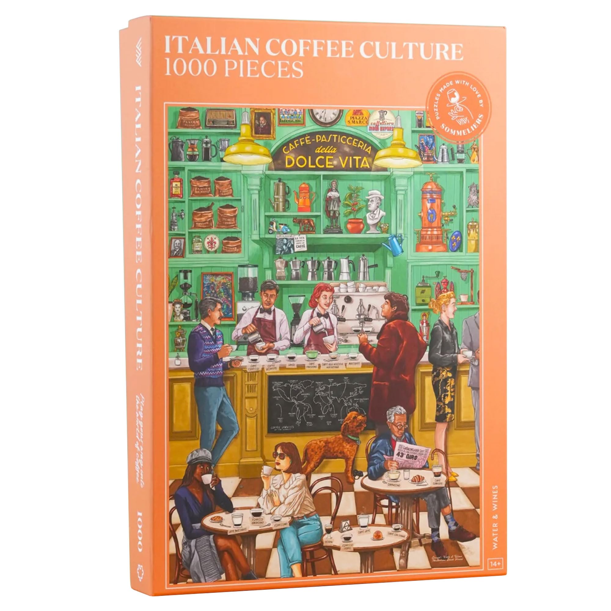 Coffee Puzzle - Italian Coffee Culture, 1000 Piece Puzzle for Adults - Hand-Drawn & Unique Jigsaw Puzzles - Enjoy The Classic Italian Cafe Culture