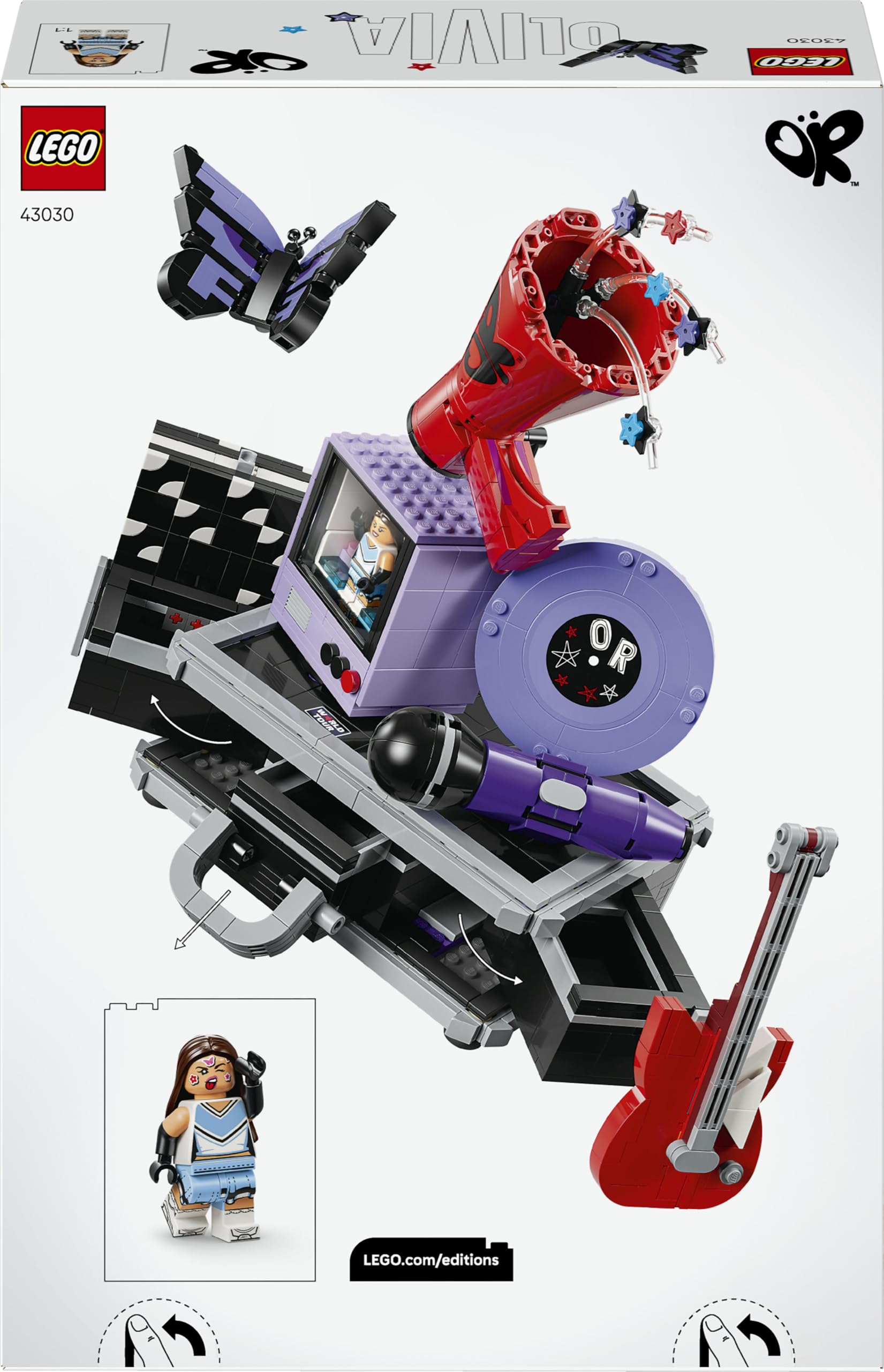 LEGO Editions Skrytka Olivii Rodrigo 43030 | Muzyczna dekoracja, zestaw klocków dla dzieci, prezent dla fana muzyki pop, dla dziewczynek i chłopców 10+, 1085 elementów