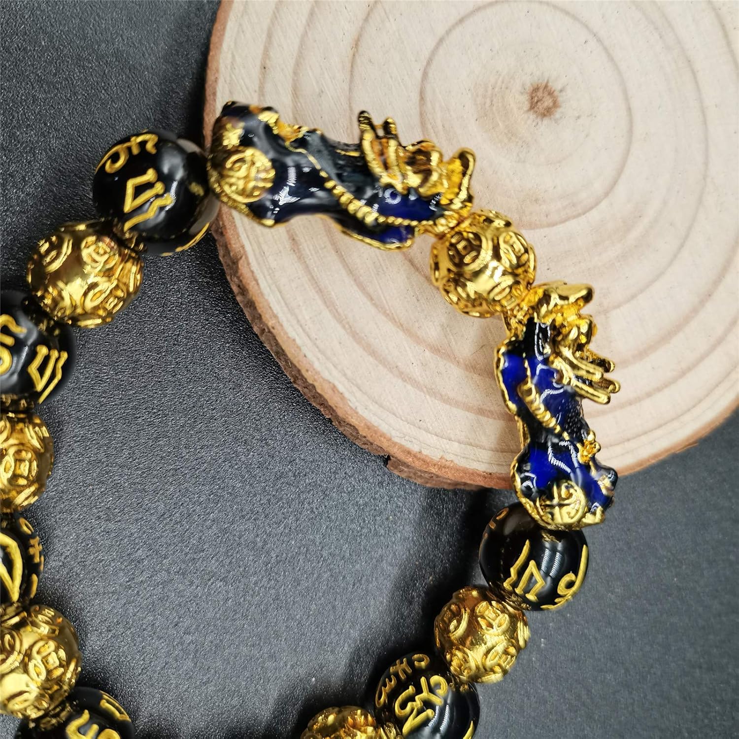 2 Pcs Feng Shui Black Obsidian Wealth Bracelet 12mm Mantra Bead Pi Xiu Bracelets for Women Men Attract Wealth and Good Luck - Image 5