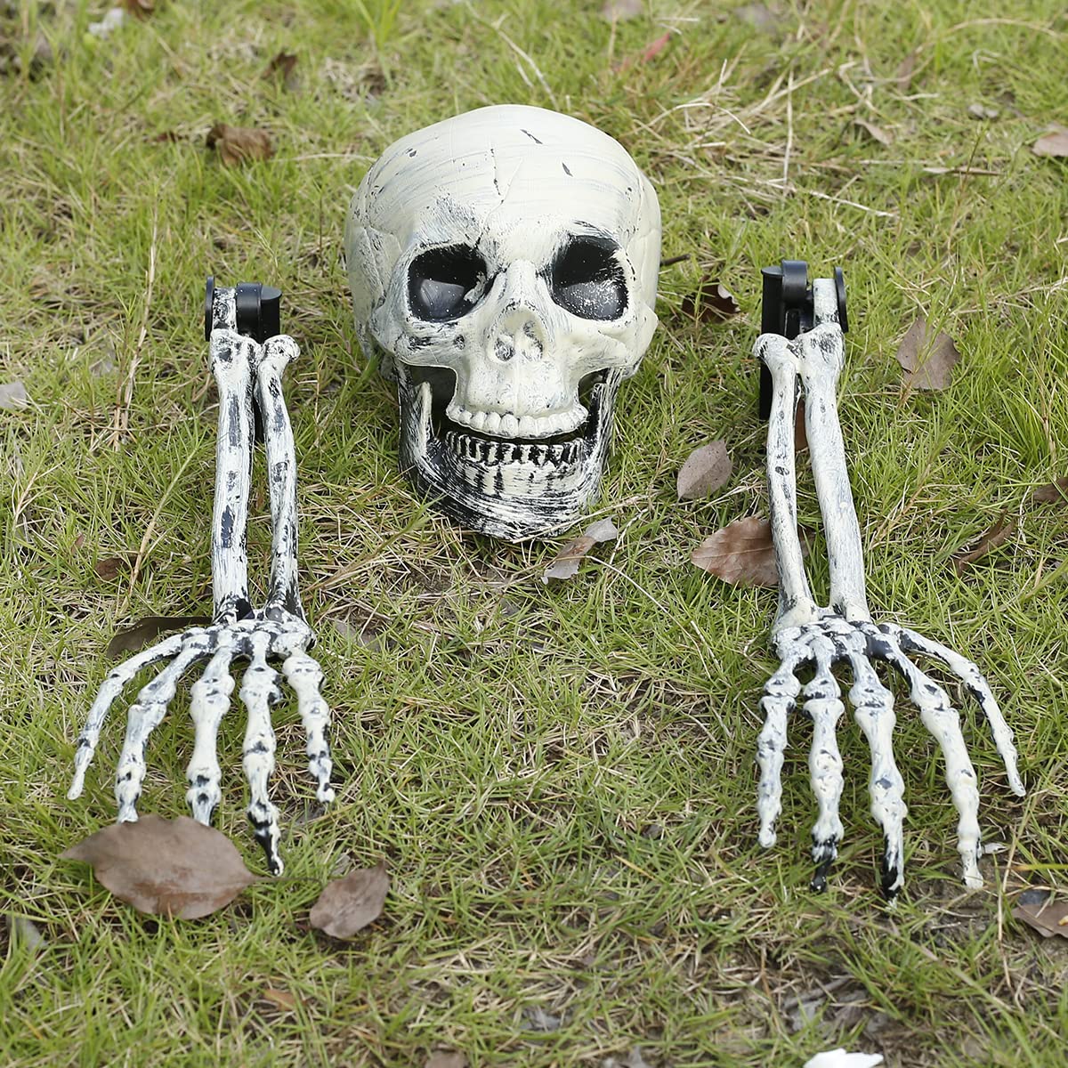 Halloween Skelett Deko Set Mit Totenkopf Und Leuchtenden Händen - Gruselig Realistisch Für Garten & Party