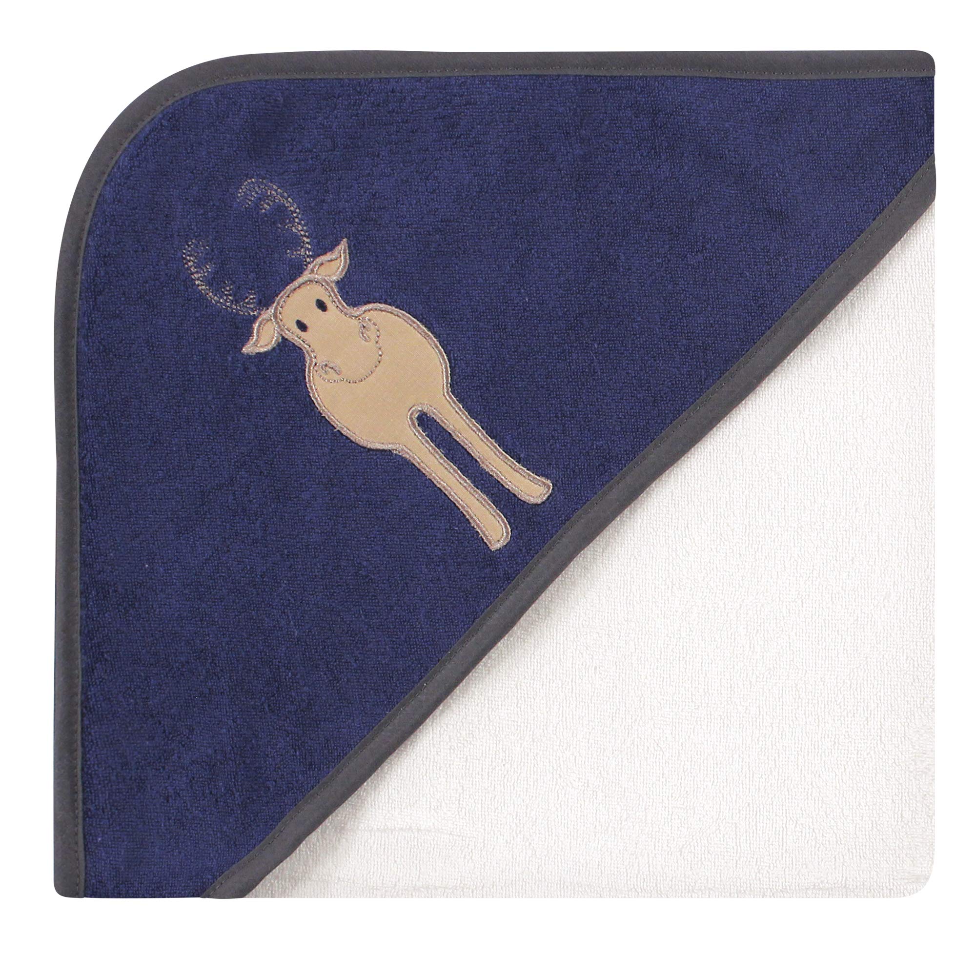 Hudson Baby Unisex Baby Cotton Rich Hooded Towels, Moose, One Size