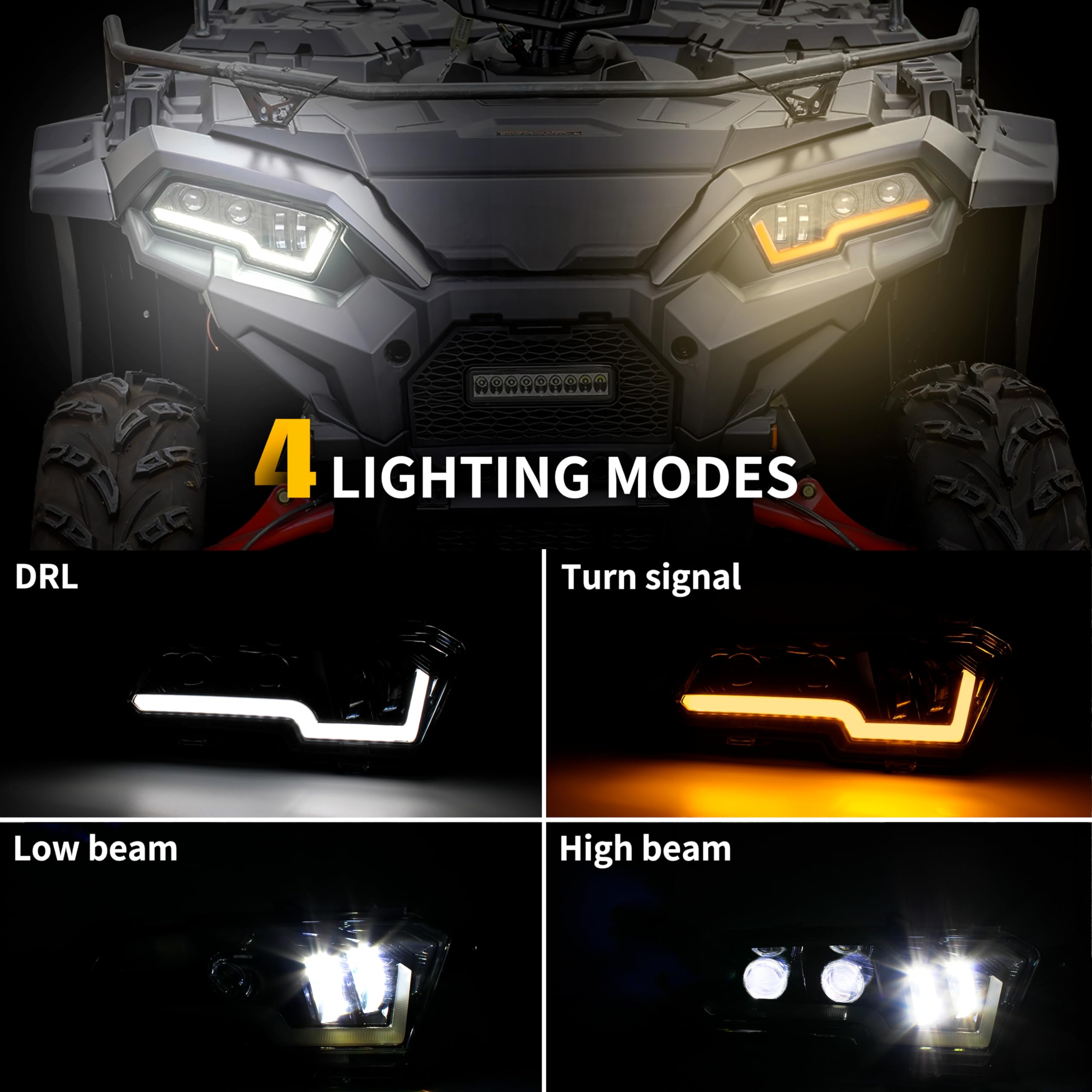 UTVSXPERT Front LED Headlights Assembly for Polaris Sportsman 17-25, Front LED Head Lamp with High-Low Beams DRL Turn Signal Light for Polaris Sportsman XP 1000 SP 850 570 450 2017-2025 Accessories