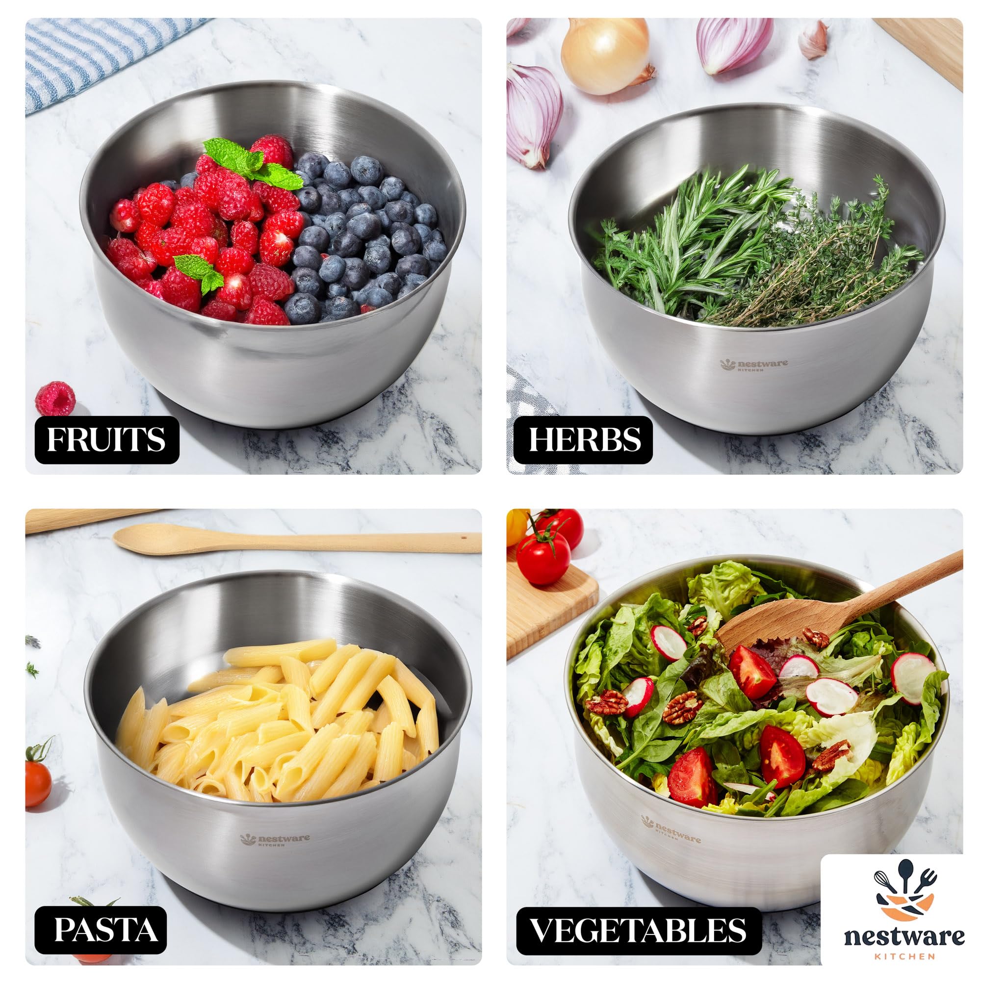 Essoreuse à Salade en Acier Inoxydable 304 – Séchoir à Salade, Légumes & Fruits, Capacité 5 L, Base Antidérapante (Noir)