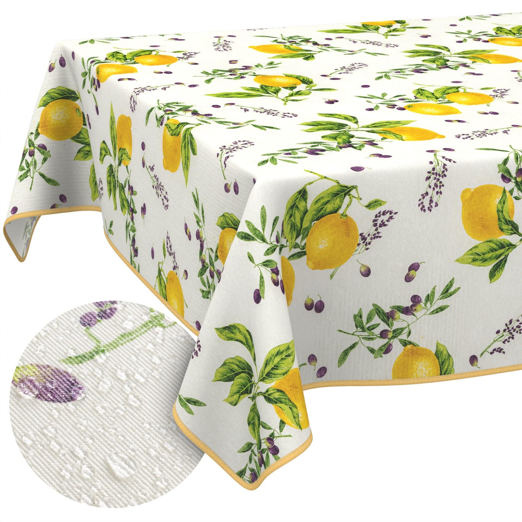 Mantel de tela textil lavable, mantel de algodón, poliéster, limón, 280 x 140 cm, para interior y exterior