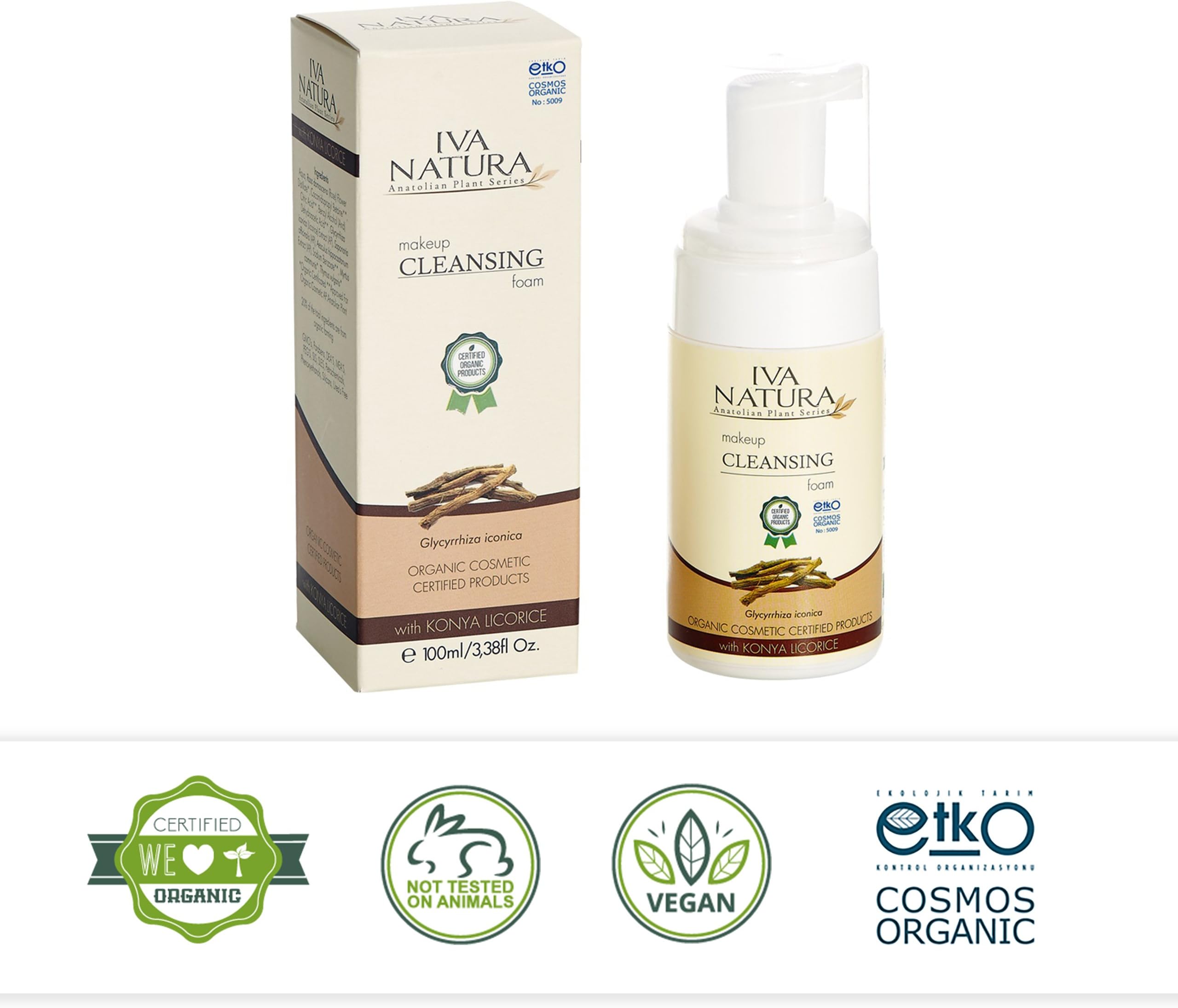 Iva Natura New Skin Care Certified Organic Cosmetic Makeup Cleansing Foam, Makeup Remover, Pack Of 1
