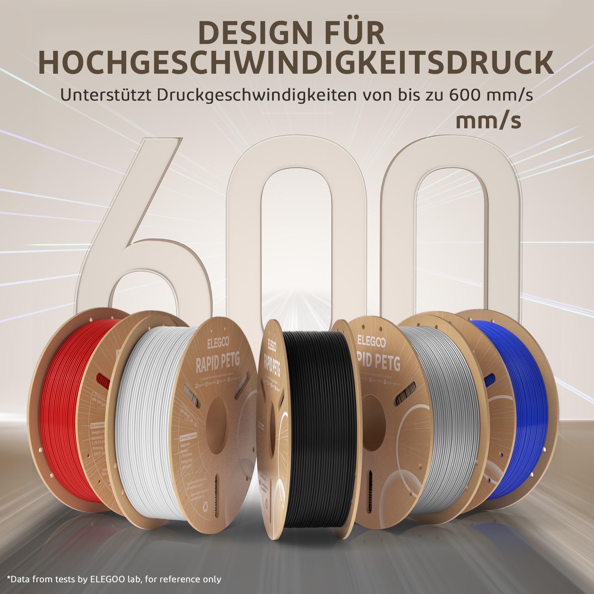 ELEGOO Rapid PETG Filament 1.75mm Schwarz 1 KG, High Speed 600mm/s 3D Drucker Filament Maßgenauigkeit +/- 0.02 mm, 1kg Pappspule(2.2lbs) Passend für die Meisten 3D Printer
