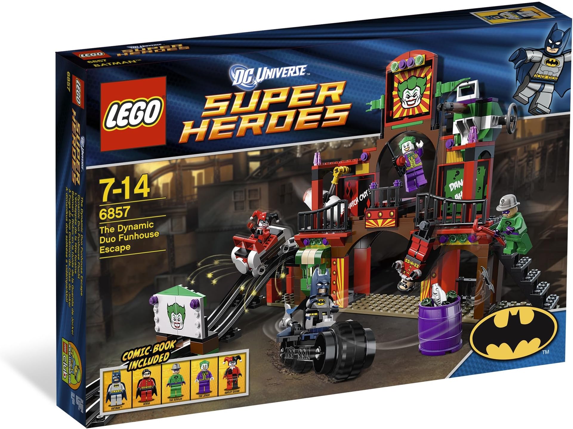 6857 SUPER HEROES The Dynamic Duo Funhouse Escape (Batman, Robin, Joker, Riddler, Harley Quinn)
