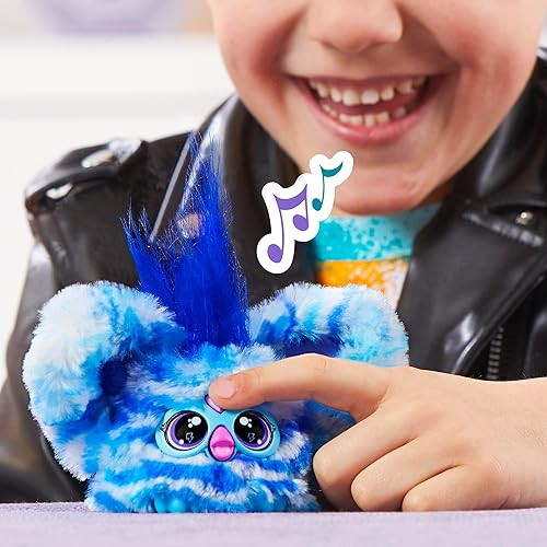 Miniatura 8 de Furby Furblets Ooh-Koo Mini Friend, más de 45 sonidos, música rock y frases furbish, juguetes de peluche electrónicos, azul y blanco, rellenos de