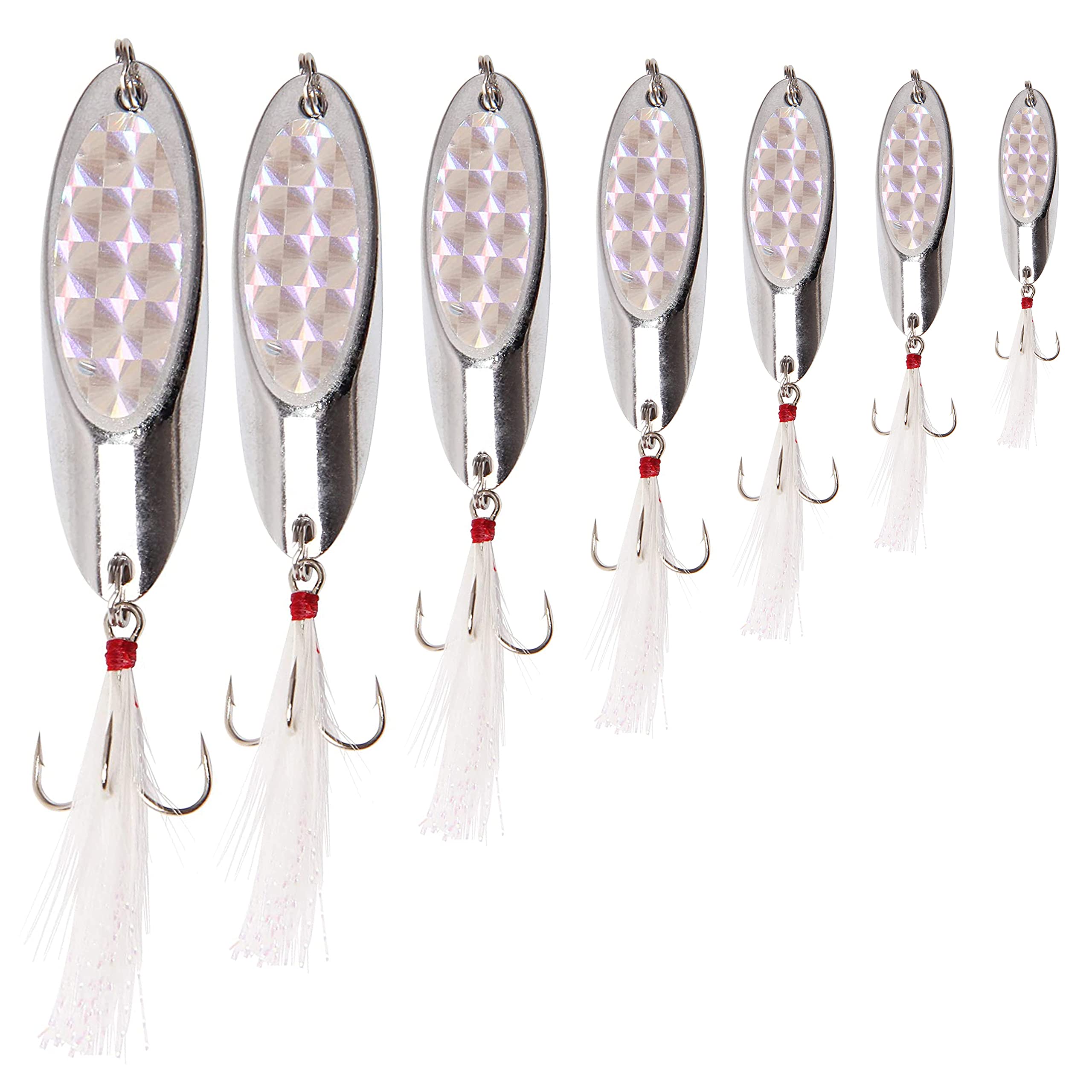 SHADDOCK Metal Spoon Fishing Lures 10pcs Spinner Baits for Trout Bass Salmon Freshwater Saltwater with Feather Treble Hook(7g-10pcs)