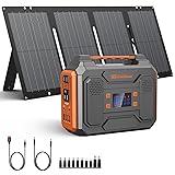 Portable Solar Generator, 300W Portable Power Station with Foldable 60W Solar Panel, 110V Pure Sine Wave, 280Wh Lithium Battery Pack with DC AC Outlet for Home Use, RV, Outdoor Camping Adventure
