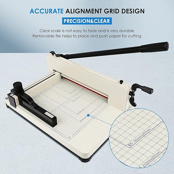 FAHKNS 12 Heavy Duty Guillotine Trimmer Paper Cutter,Cortadora de Papel 400 Sheets Paper Trimmer with Double Safety Protection Durable HSS Blade for Cutting Paper