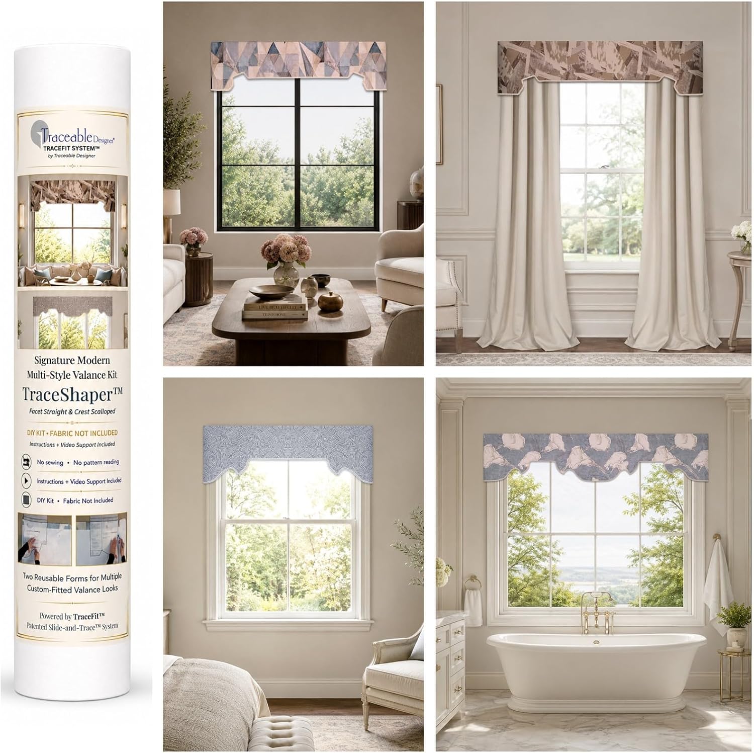 Modern Scalloped & Straight No-Sew Valance Making Kit