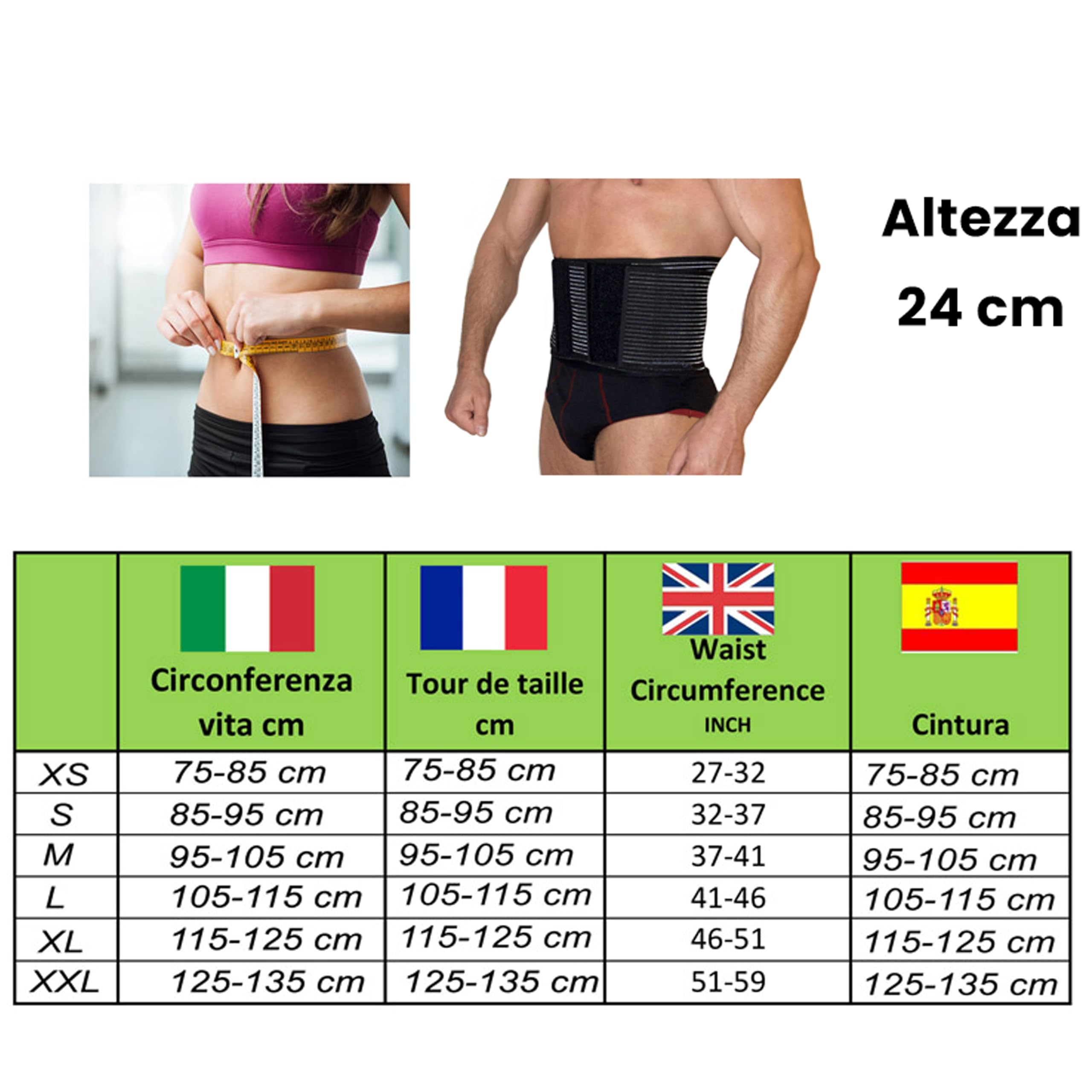 BODYPERFECT Pancera post operatoria Pancera contenitiva donna Fascia ernia ombelicale Sostegno per ernia addominale Made in Italy (Nero, L - 105/115 cm Girovita Addome)