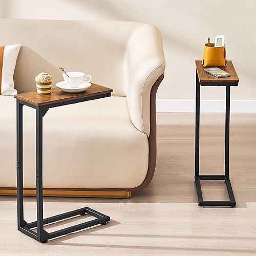 Miniatura 2 de Mesa auxiliar en forma de C, mesa de sofá que se desliza por debajo, mesa auxiliar pequeña para sofá, sofá y cama, bandeja de TV para espacios
