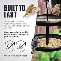 Vista 3 de Monarch Abode Comedero colgante para pájaros al aire libre – Comedero colgante para pájaros con dos niveles para pájaros silvestres, negro mate