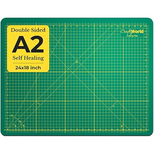 Crafty World 18 x 24 Cutting Mat for Sewing, Self Healing Double Sided Quilting Crafts Mat - Fabric Cutting Mat - Non Slip surface - Rotary Cutting Board