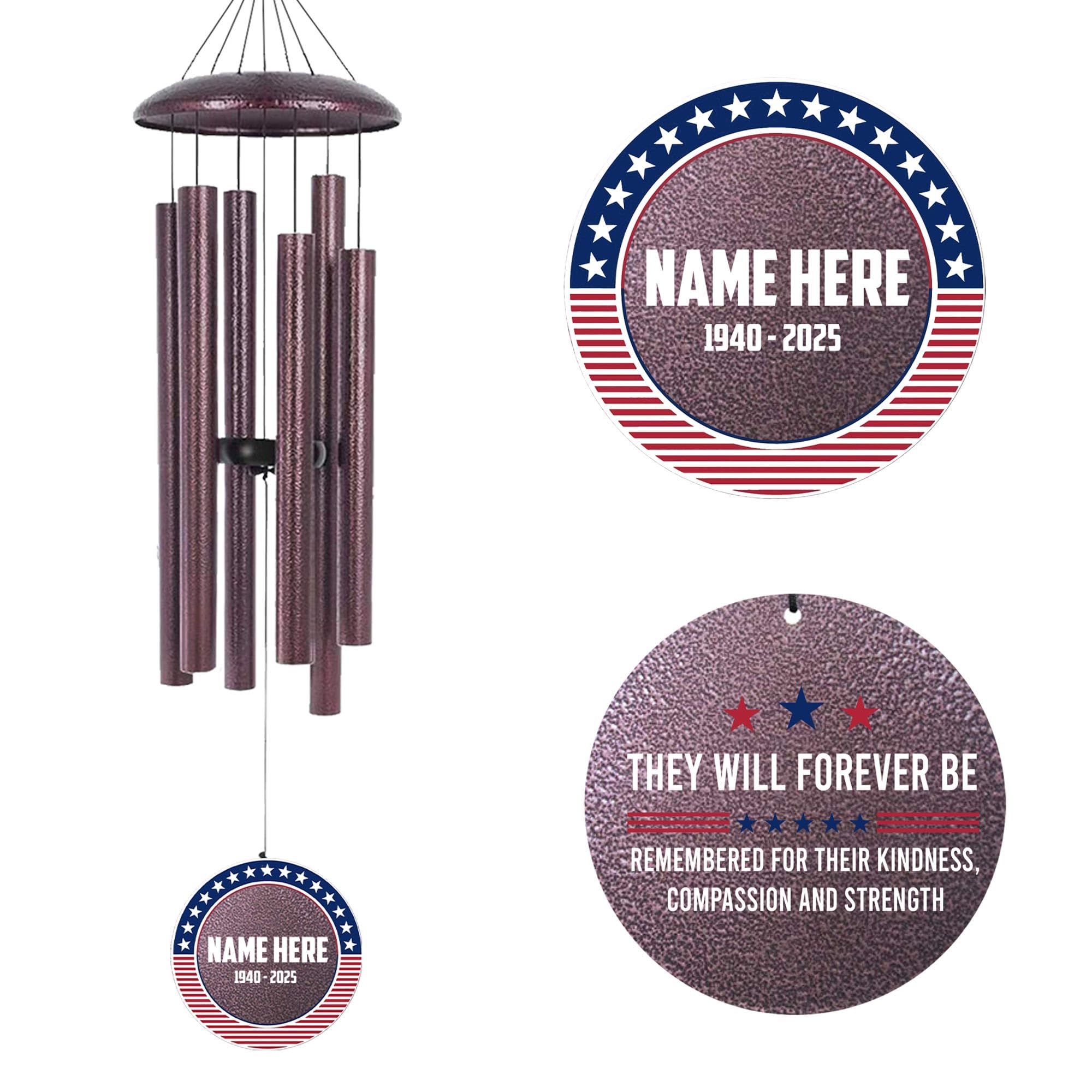 Personalized Name Date Wind Chimes for Loss of Loved One