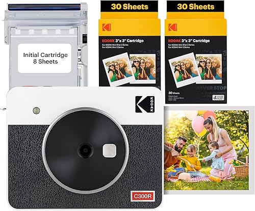 Miniatura 10 de Kodak Mini Shot 3 Retro 2 en 1 Cámara instantánea inalámbrica portátil de 3 x 3 pulgadas, compatible con iOS, Android y Bluetooth, tecnología de