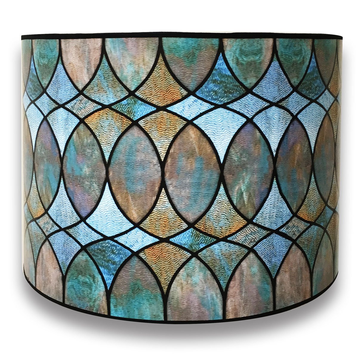 Royal Designs, Inc. Trendy Decorative Handmade Drum Shade, Made in USA, 14in, HBC-8041-14, Cool Hues