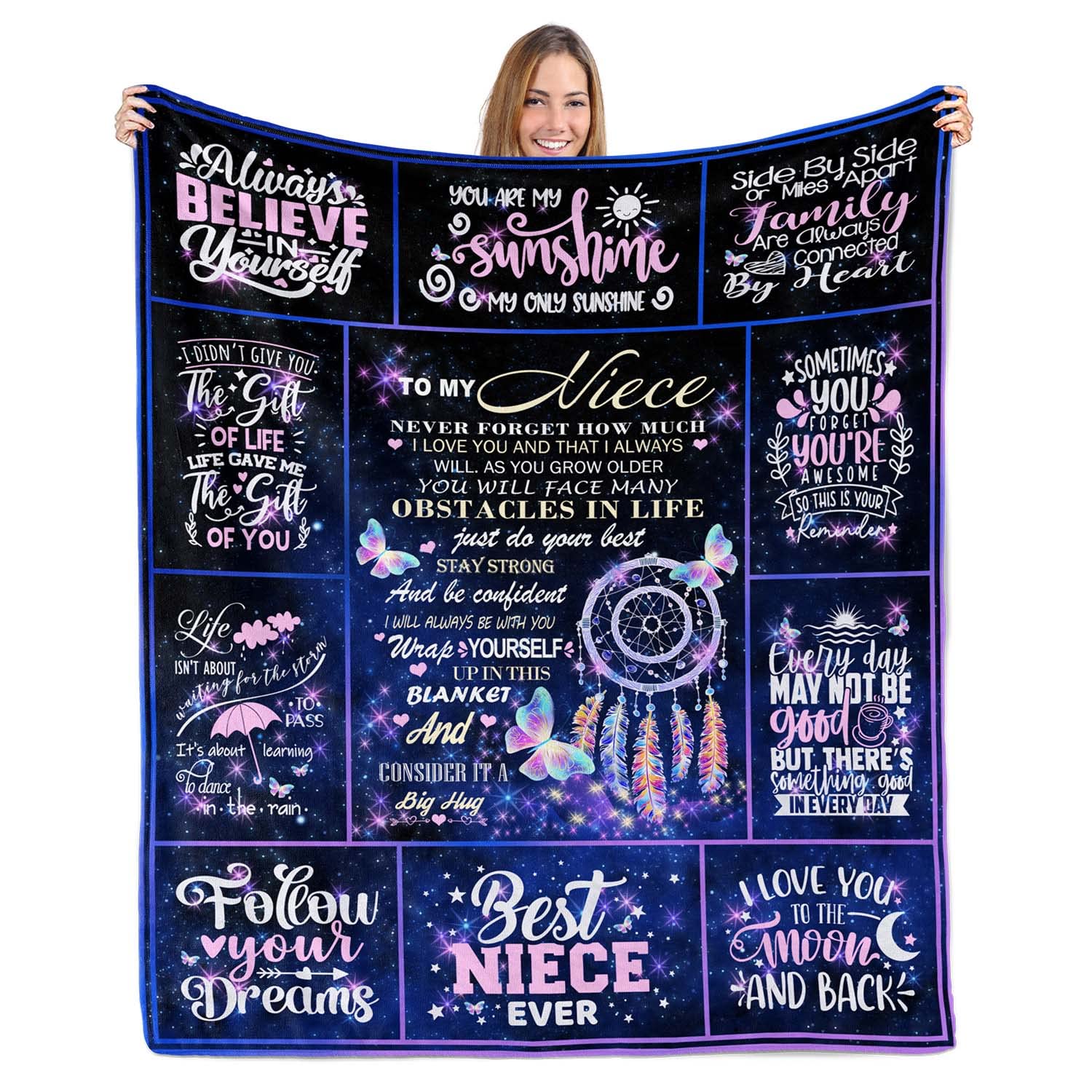 Sulpoie Dream-Niece Niece Gifts From Auntie, Niece Birthday Gifts, Gift For Nieces From Aunt, Mothers Day, Birthday Gift For Niece Adult From Aunt/Uncle, Nieces Blanket, Cozy Warm Throw Blanket 60"X 50"