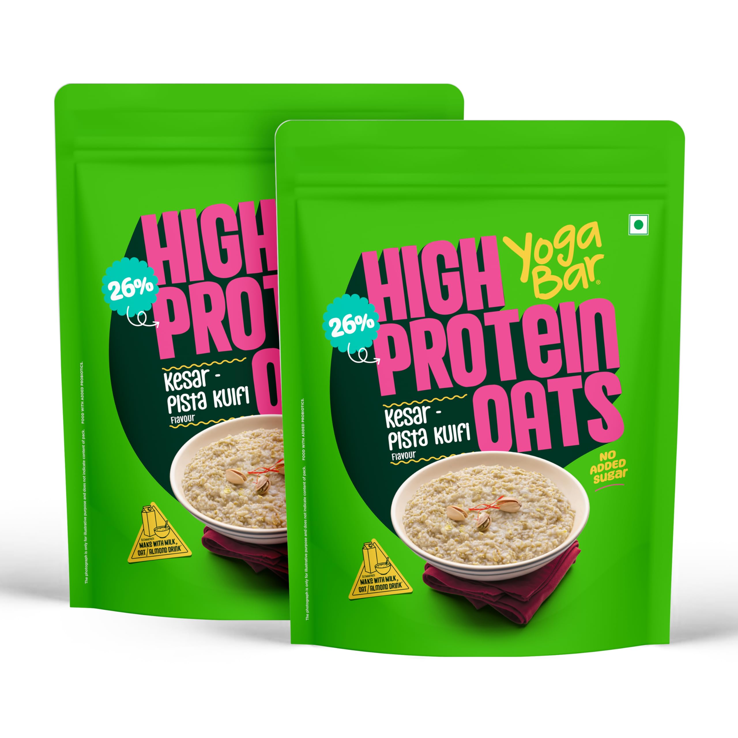 Yogabar 26g High Protein Oats 1kg x 2 , Kesar Pista Kulfi - Breakfast Cereal with Wholegrains, 26% Protein & No added sugar - Oats High Protein for Gym - Premium Protein Blend with Whey Protein Powder - with Goodness of Chia, Sunflower & Pumpkin Seeds & Probiotics for Absorption-image-14