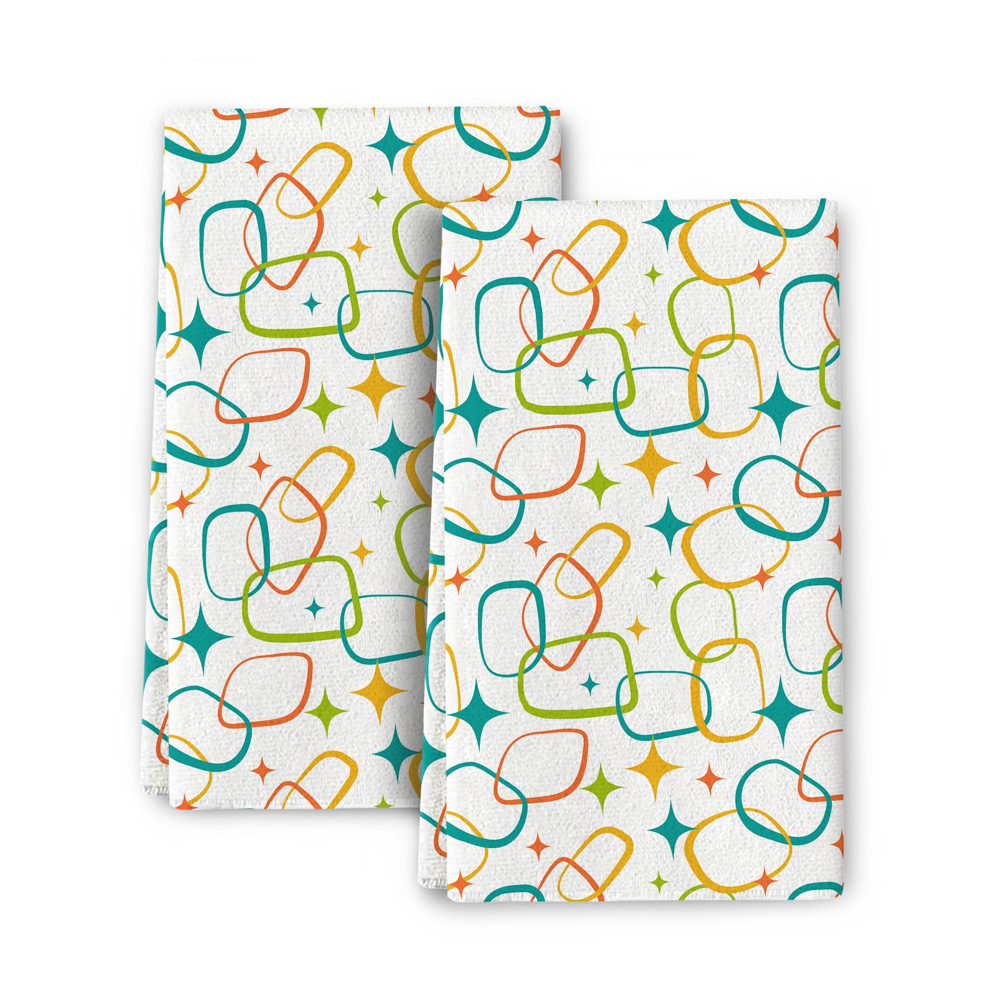 Mid Century Modern Kitchen Towels Set of 2 Retro Dish Tea Towels