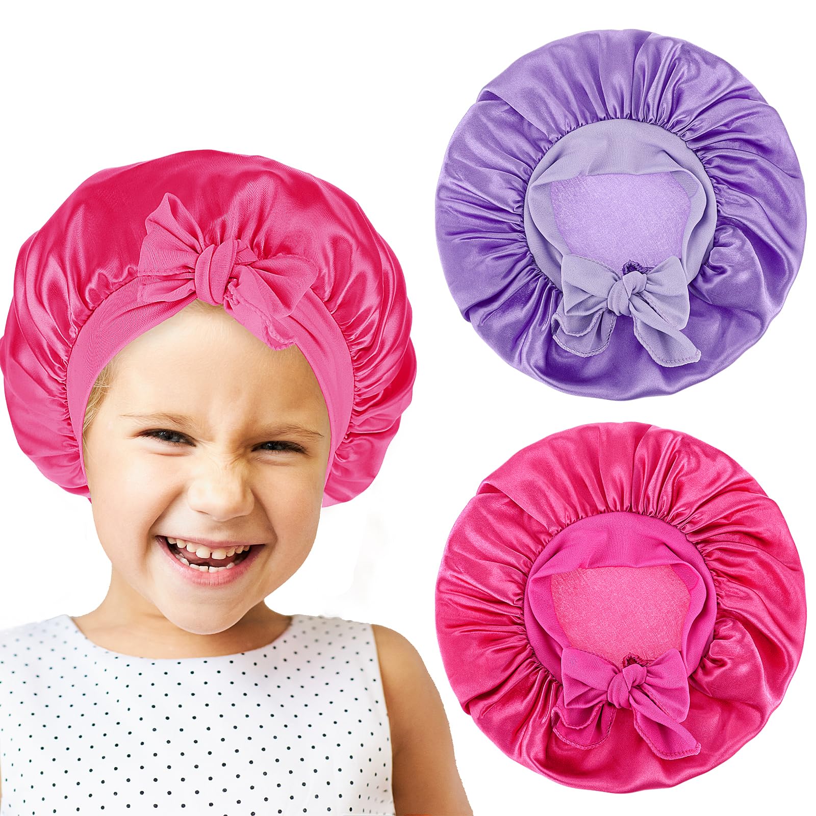 Produktbild von 2 Stück Satin Bonnet Schlafhaube