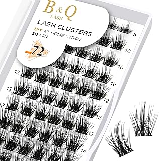 Cluster Lashes B20 Mixed Tary 72 Clusters B&Q Lash Clusters D Curl Individual Cluster Lashes Natural Eyelash Clusters DIY Lash Extensions Soft Fluffy Cluster Eyelash Extensions (B20,D-8-16MIX)