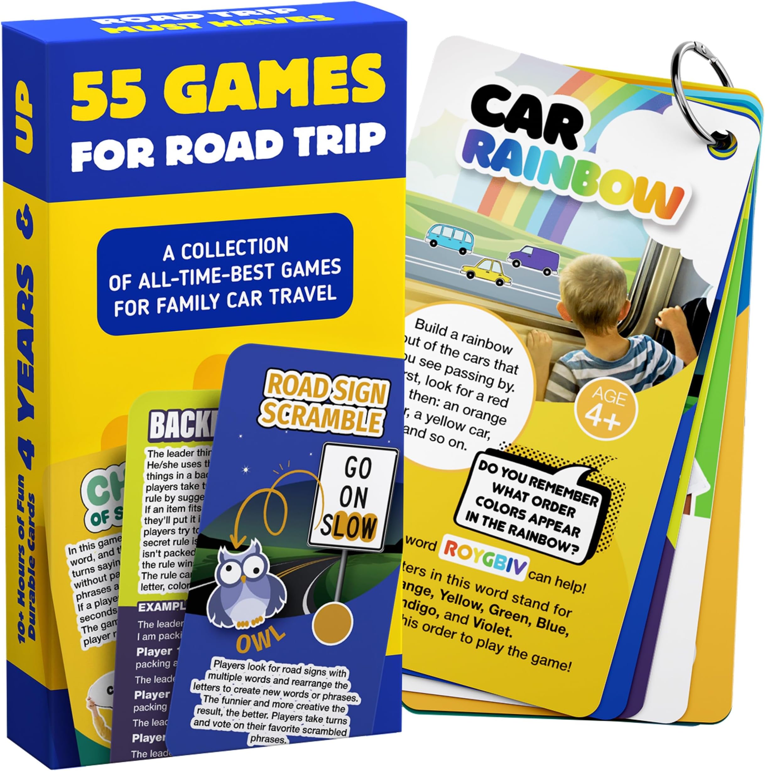 WELL BALANCED 55 Fun Road Trip Family Games - Travel Games, Car Games for Road Trips, Road Trip Must Haves for Kids, Road Trip Activities for Kids Ages 4 5 6 7 8 9 10 11 12, 4-8, 8-12